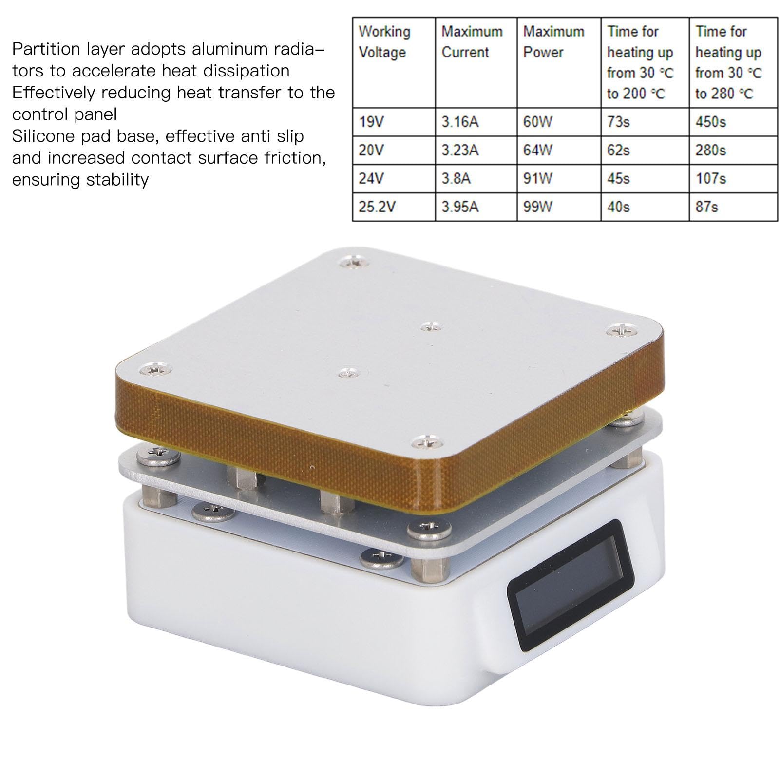 PCB Heizstation, 95W Lötstation Heizplatte, T55 Heizplatte Löten SMD, 25V Rework Heizung, Vorwärmen Lötstation, Labor-Heizplatten, Mini-Heizplatte, 55x55MM mit OLED-Display für Reparatur DIY Labor