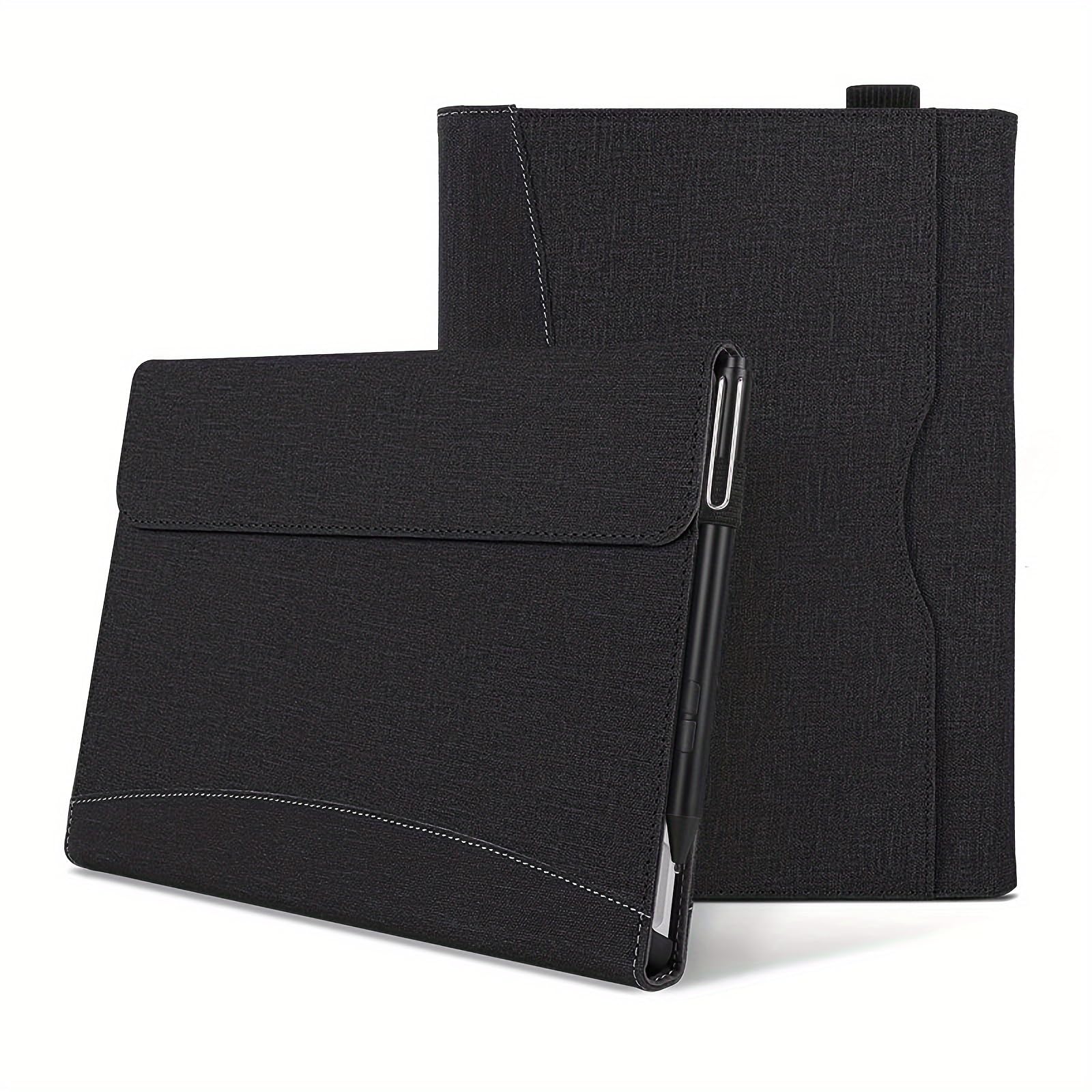 HeycaseFashion Splicing PU Leather Protective Case For Surface Go 4/3/2/1 10 Inch,With Pen Holder Tablet Case Soft TPU Comprehensive Protection,Black