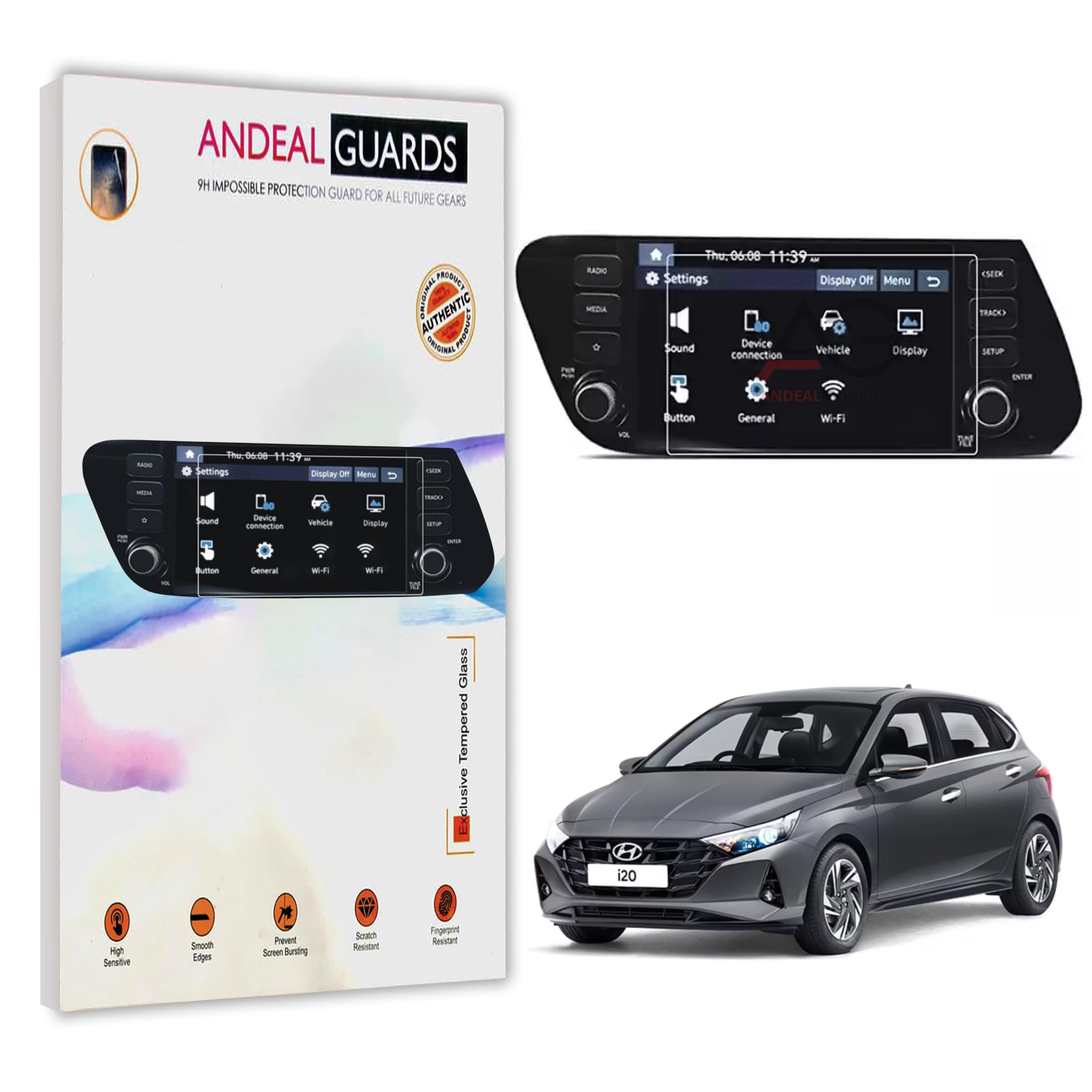 Hyundai I20 Asta | Asta Opt, Car Accessories Navigation Or Music System (Stereo) Touch Screen Guard 8Inch (Company Fitted) - Clear