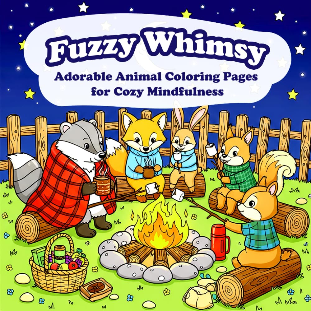 Fuzzy Whimsy: Adorable Animal Coloring Pages for Cozy Mindfulness