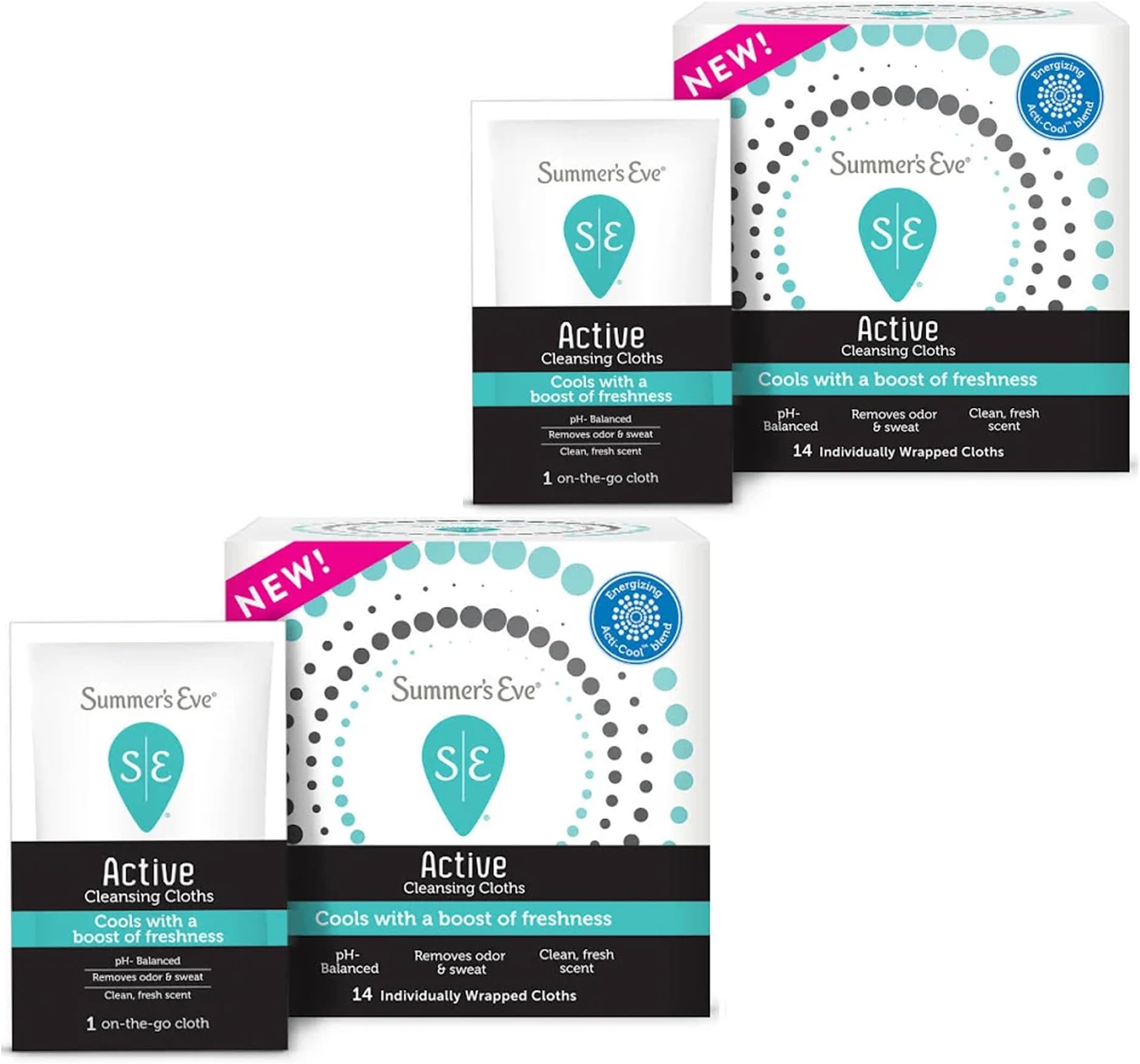 Summer's Eve Active Daily Performance Feminine Wipes, pH Balanced, 14 Count (Pack of 2)