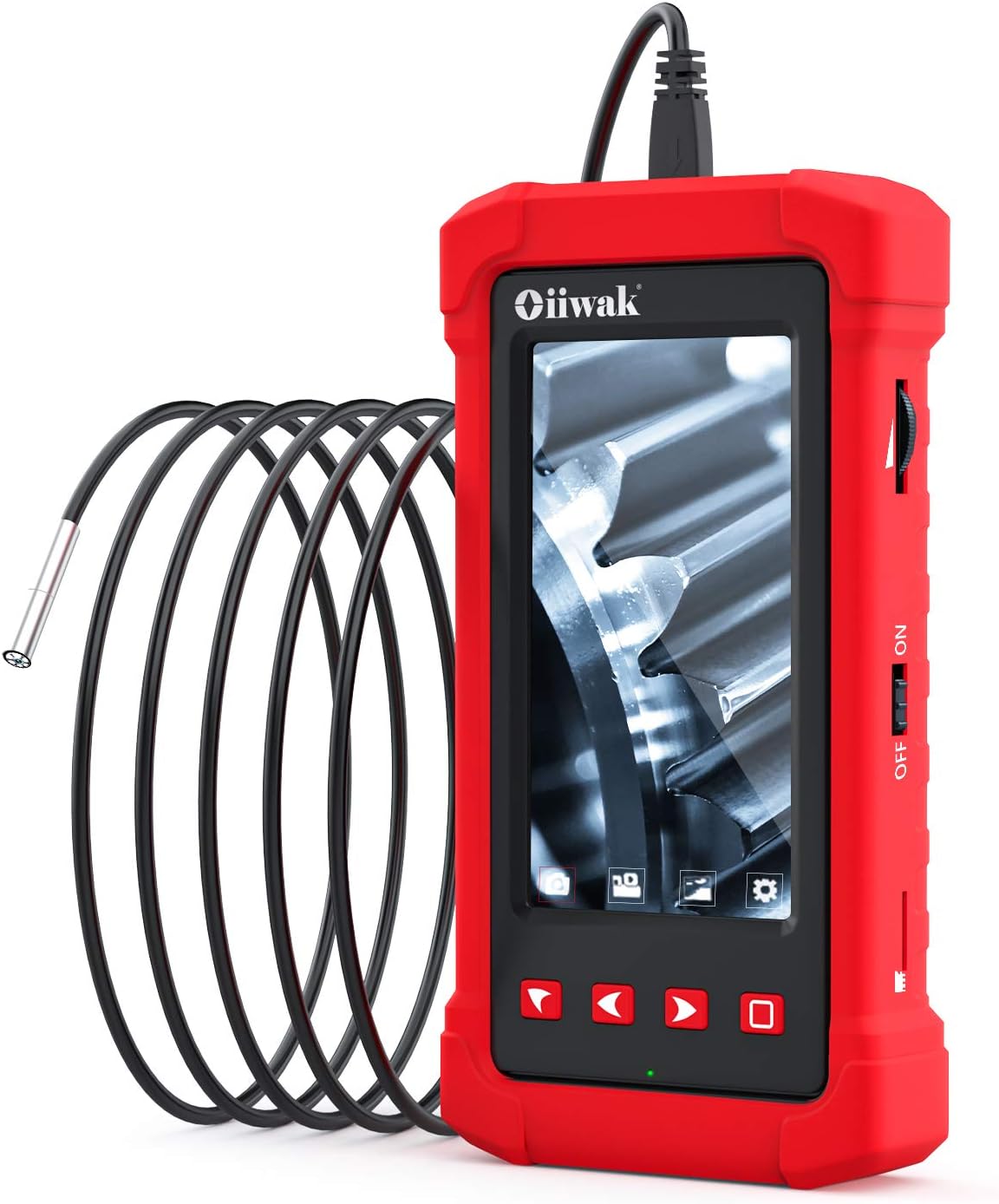 Oiiwak Endoscope Camera with Light, 3.9mm Industrial Borescope Inspection Camera, 4.3" IPS Screen 1080P HD IP68 Waterproof 6 LED Lights for Drain Pipe Wall Automotive, 5FT Semi-Rigid Cable