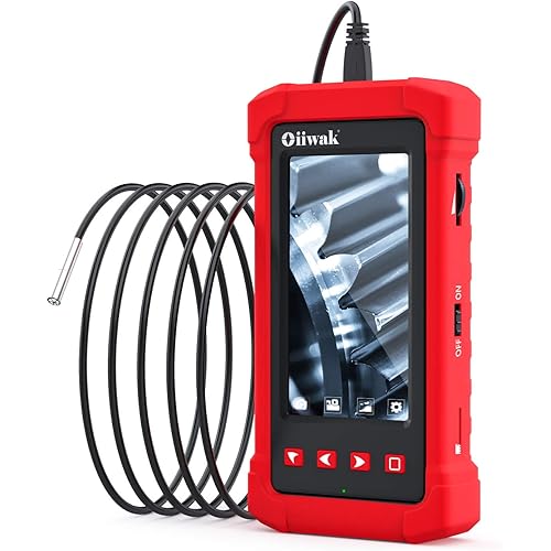 Oiiwak Endoscope Camera with Light, 3.9mm Industrial Borescope Inspection Camera, 4.3" IPS Screen 1080P HD IP68 Waterproof 6 LED Lights for Drain Pipe Wall Automotive, 5FT Semi-Rigid Cable