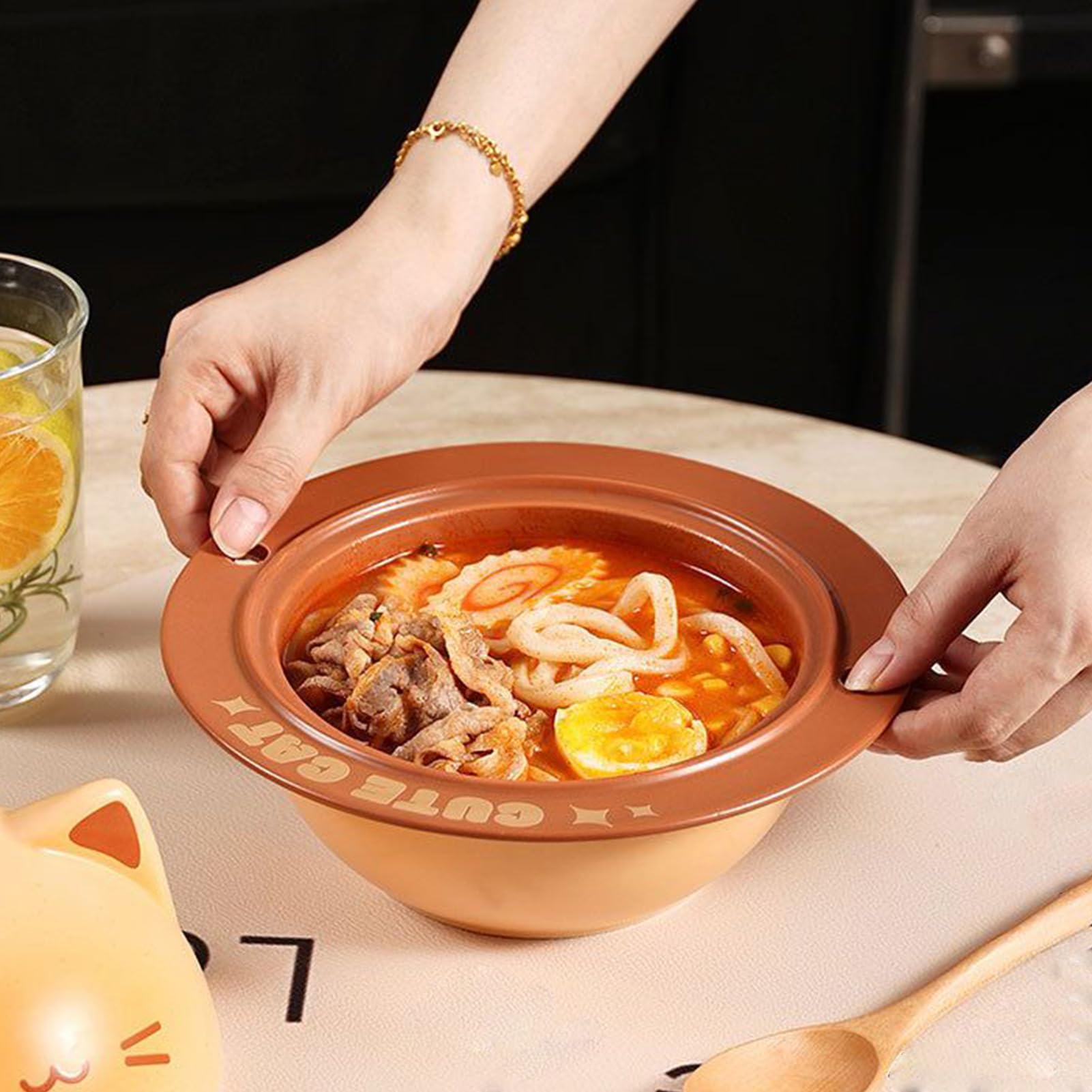 Tazón | Canci De Fideos Instantáneos Lindos Con Tapa | Recipiente De Almacenamiento De Alimentos Con Palillos De Cuchara Para Comida Ensalada De Cereales Prep Breakfast Lunch Office Dor