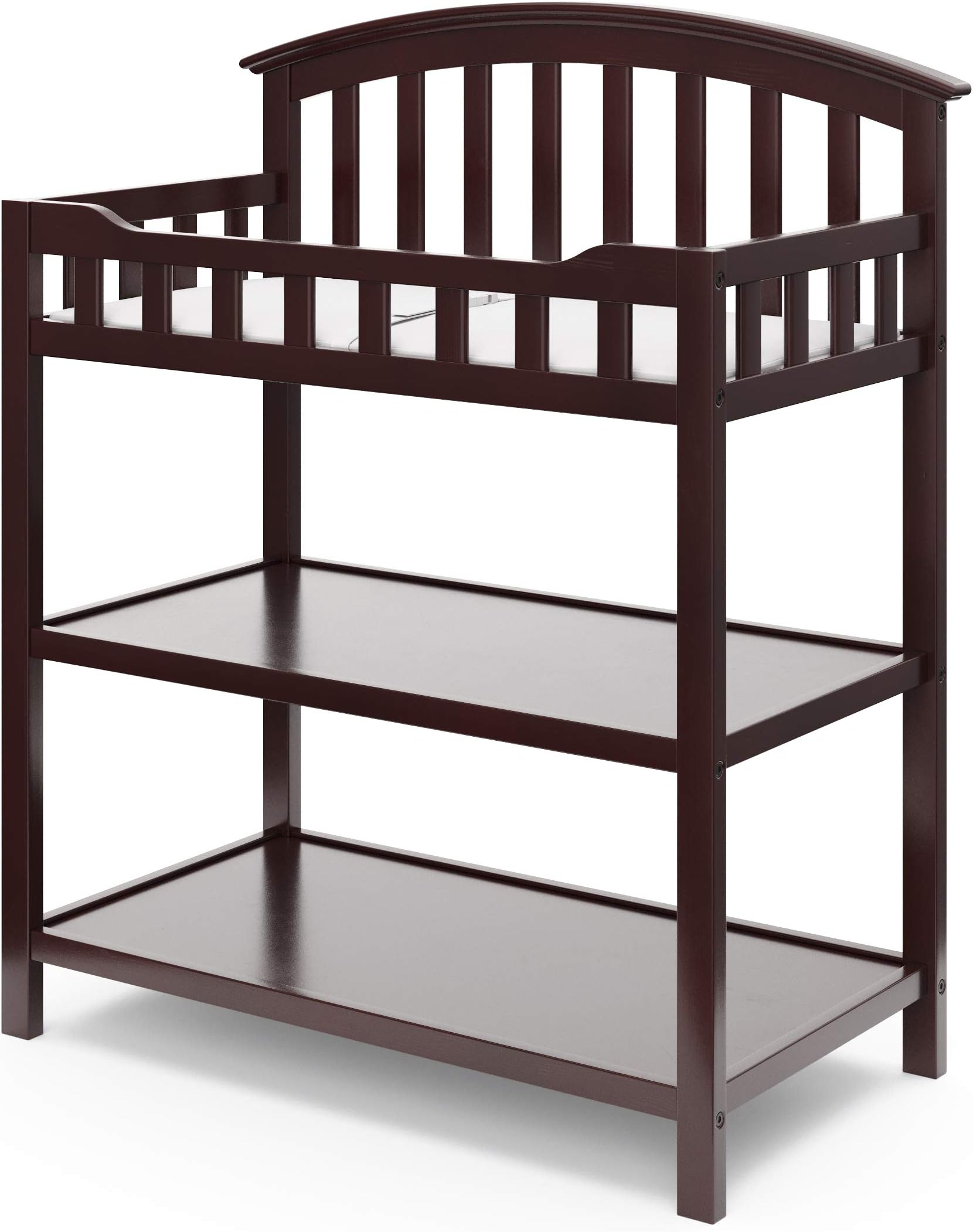 Graco Changing Table with Water-Resistant Changing Pad (Espresso) โ GREENGUARD Gold Certified, Multi Storage Nursery Changing Table for Infants and Babies