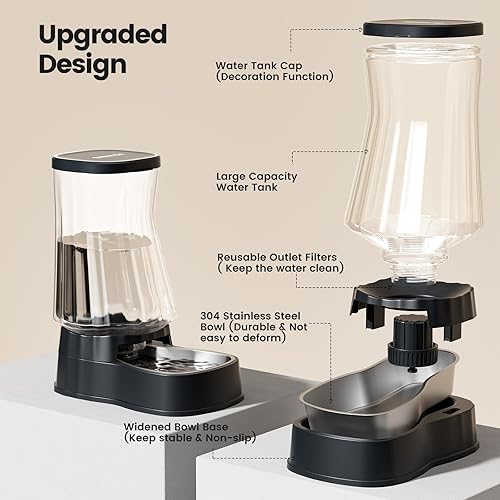 Miniatura 3 de Gardner Pet - Dispensador automático de agua por gravedad para perros, alimentador de acero inoxidable, 100% libre de BPA, gran capacidad para