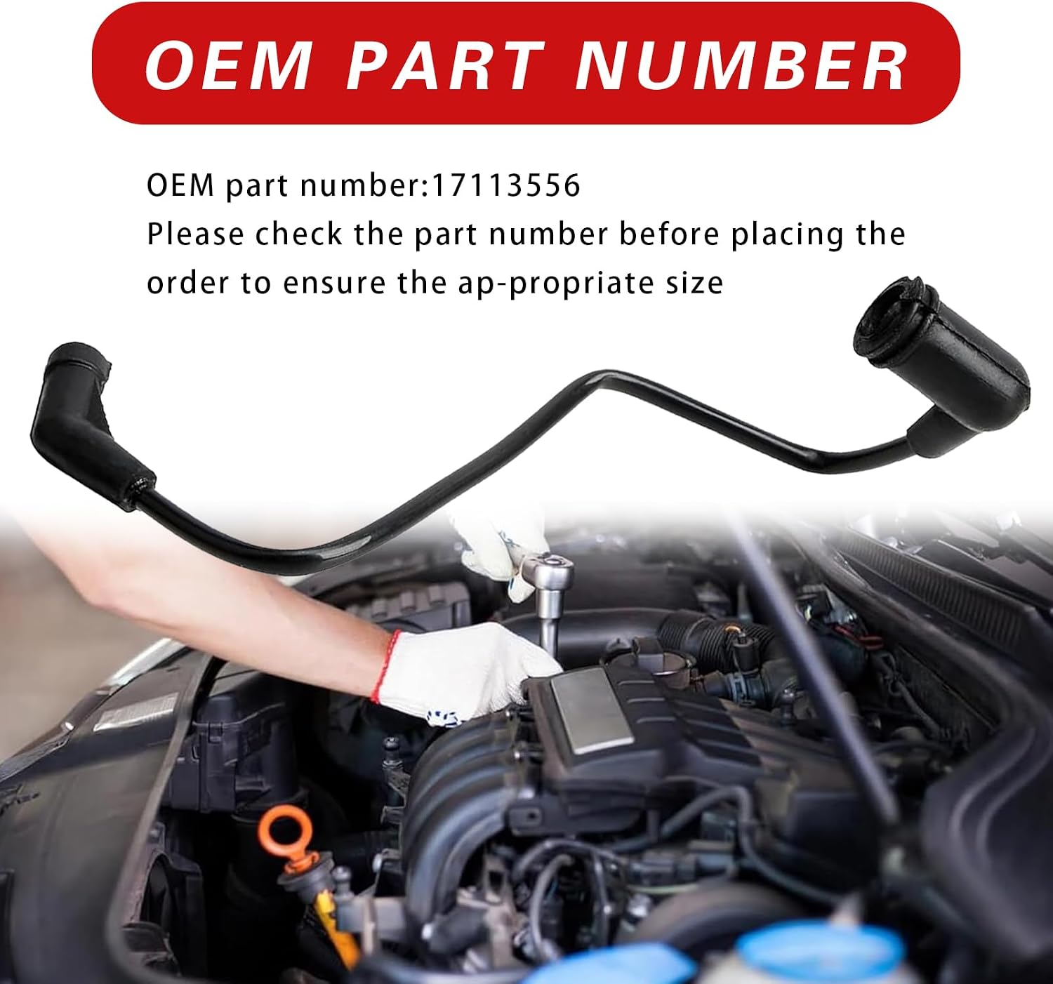1 PC Car Fuel Pressure Vacuum Hose, 17113556, Hose for 4.8L 5.3L 6.0L Engine, Compatible with GMC Chevrolet Silverado Series (Black)