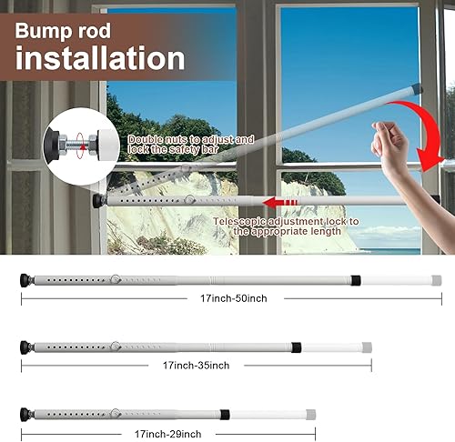 Miniatura 4 de BeBecome Barra de seguridad para puerta corrediza, barra de seguridad ajustable de 17 a 50 pulgadas para puerta de patio con puntas de goma,