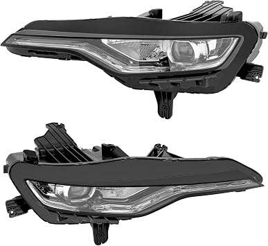 Front Headlight Assembly For 2019-2024Chevrolet Camaro SS, 1SS, 2SS,RS, Left Driver and Right Passenger Side Replacement Full LED Headlight Assembly Black Housing Clear Lens A Pair