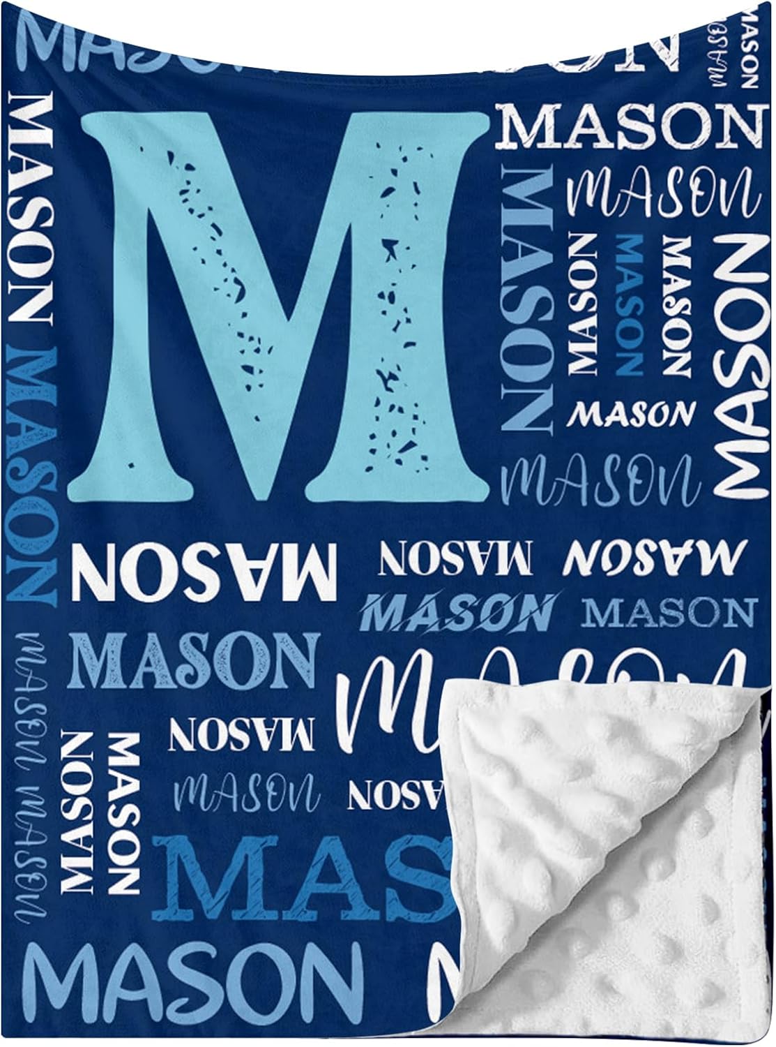 Personalized Baby Blanket, Custom Name Baby Blanket for Boys Girls, Soft Plush Swaddle Blankets with Double Layer Dotted Backing, Customized Gift for Infants Toddlers Newborns, Color 14