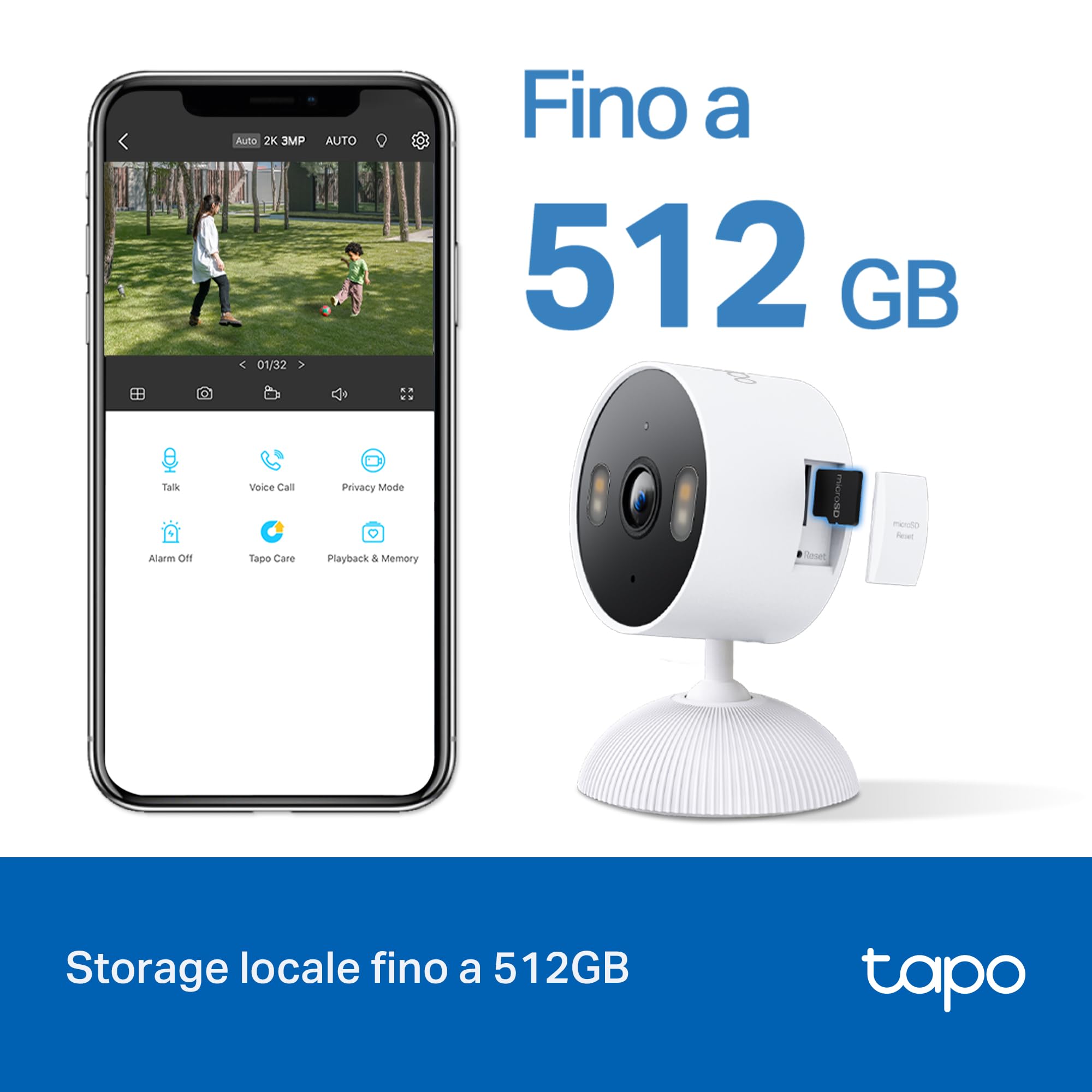 Tapo C113 Telecamera WiFi Esterno 2K 3MP, IP65, Visione Notturna a Colori con Spotlight, Rilevamento Smart AI, Audio Bidirezionale, Allarme Sonoro e Luminoso, Compatibile con Alexa