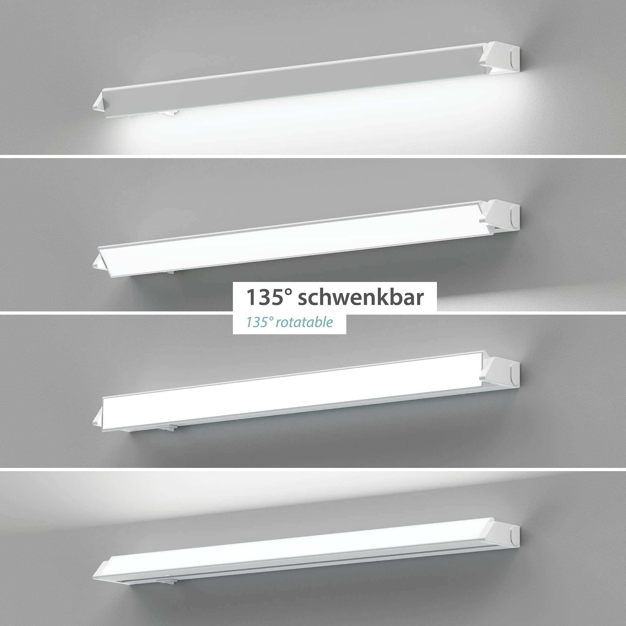 ledscom.de Lumière LED sous le comptoir LIWO 58cm, avec câble de raccordement, orientable, 1080lm, blanc