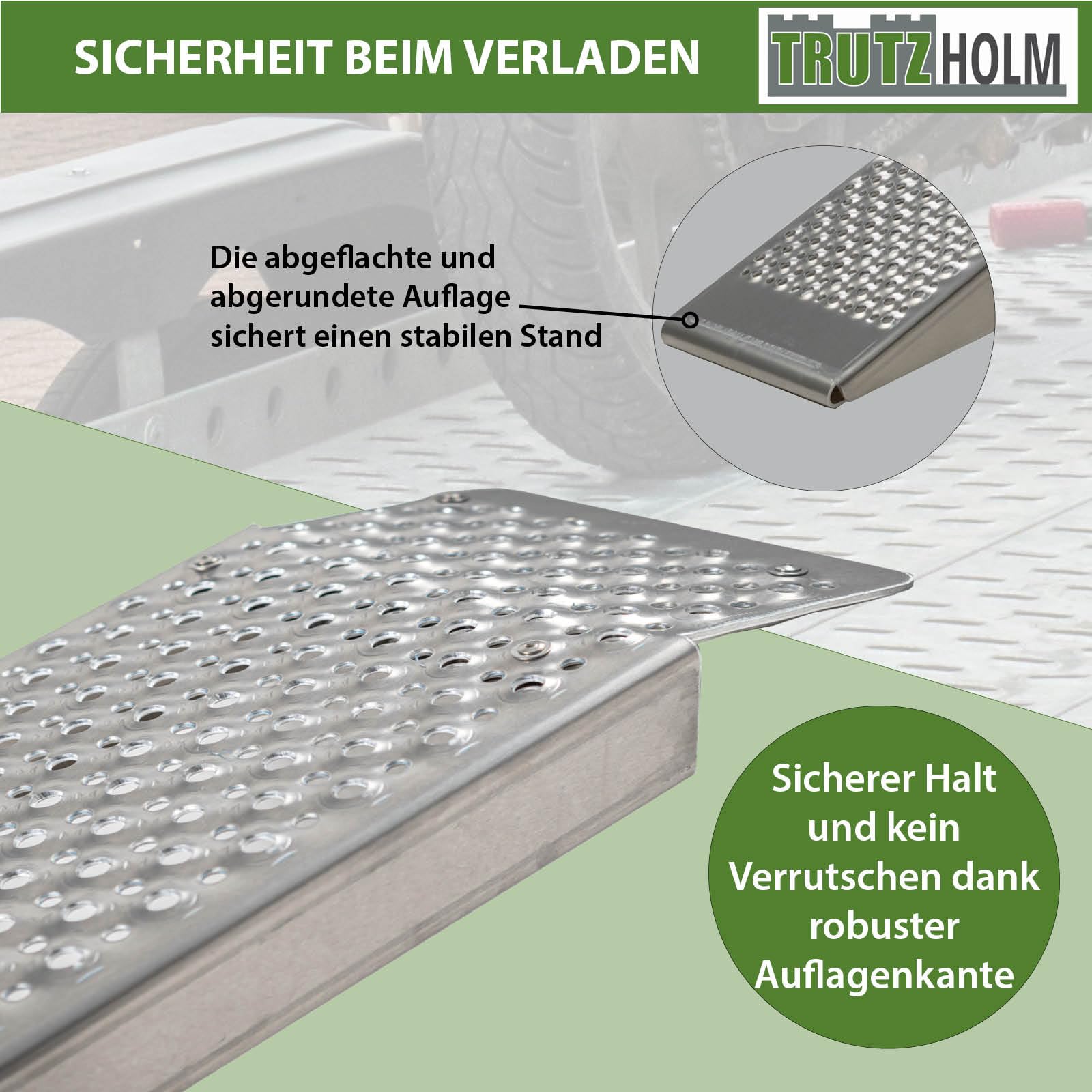 TRUTZHOLM 1 x Auffahrrampe 250 cm 500 kg Alu grau gebördelt Motorradrampe Verladerampe