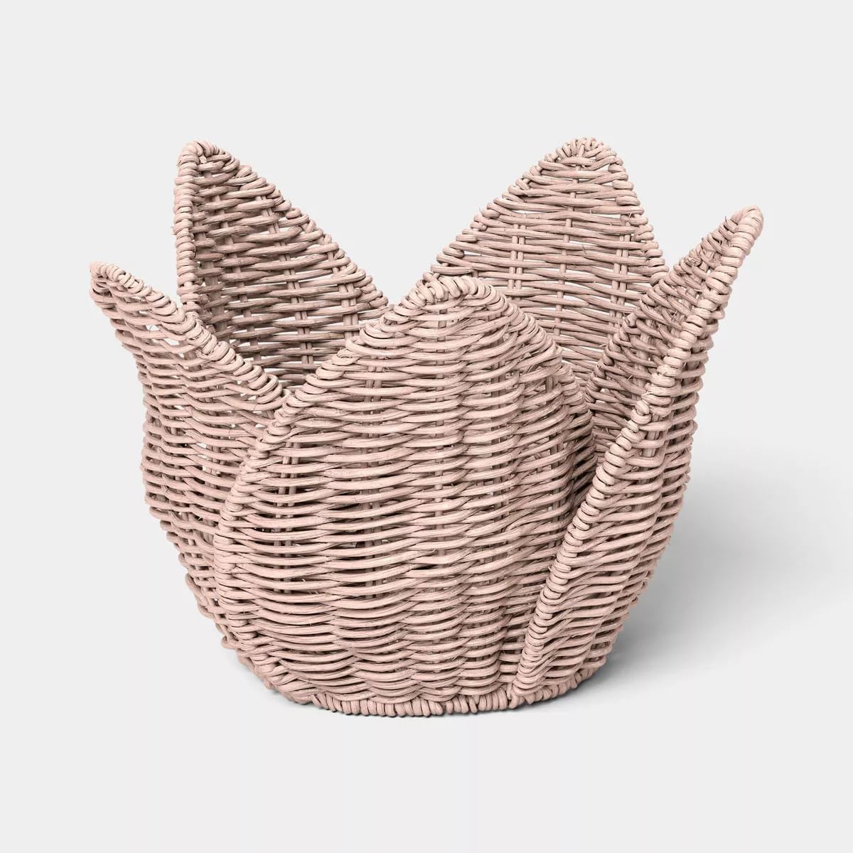 Threshold Tulip Decorative Basket – Tulip-Inspired Woven Storage Basket for Spring Décor, Easter Display, and Home Organization (Pink)