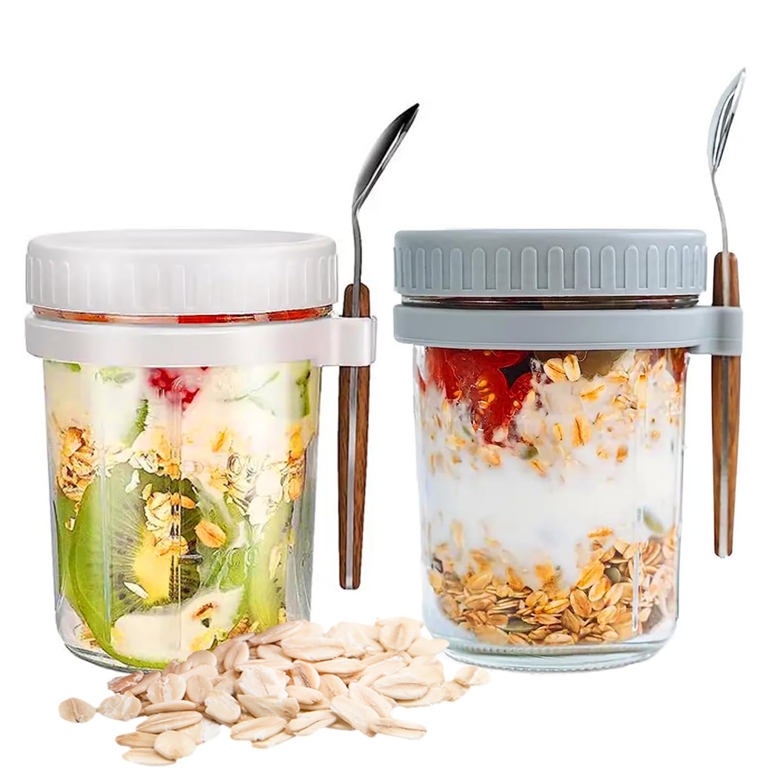 4 Vasetti In Vetro Per Yogurt E Avena 410ml Con Coperchio E Cucchiaio - Riutilizzabili, Per Pasti, Regalo Ideale