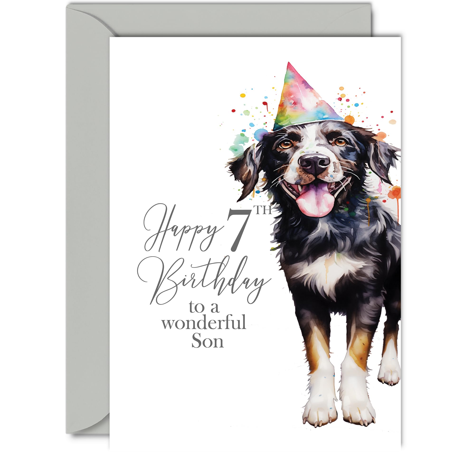 7th Birthday Cards for Son, Party Dog