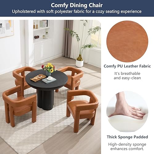 Miniatura 5 de Juego de 2 sillas Accent Barrel, sillas de comedor, sillas modernas con brazos curvados con respaldo abierto, sillón de cocina para sala de estar,