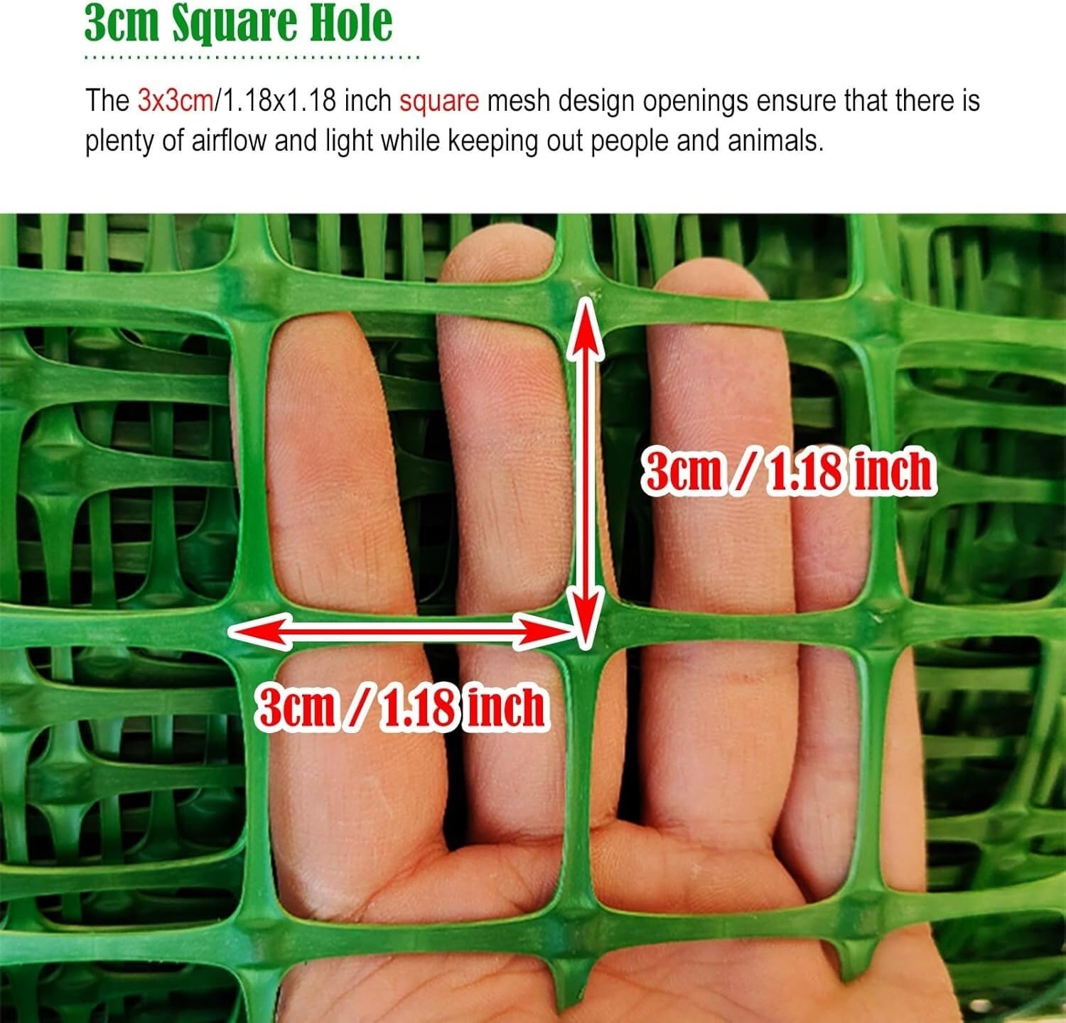 Grüner Sichtschutzzaun – Kunststoff-Mesh-Gewebe für Gartenzaun, temporäre Tierbarriere für Kaninchen, Ziegen, Hirsche – wiederverwendbar, 1,2 x 25 m