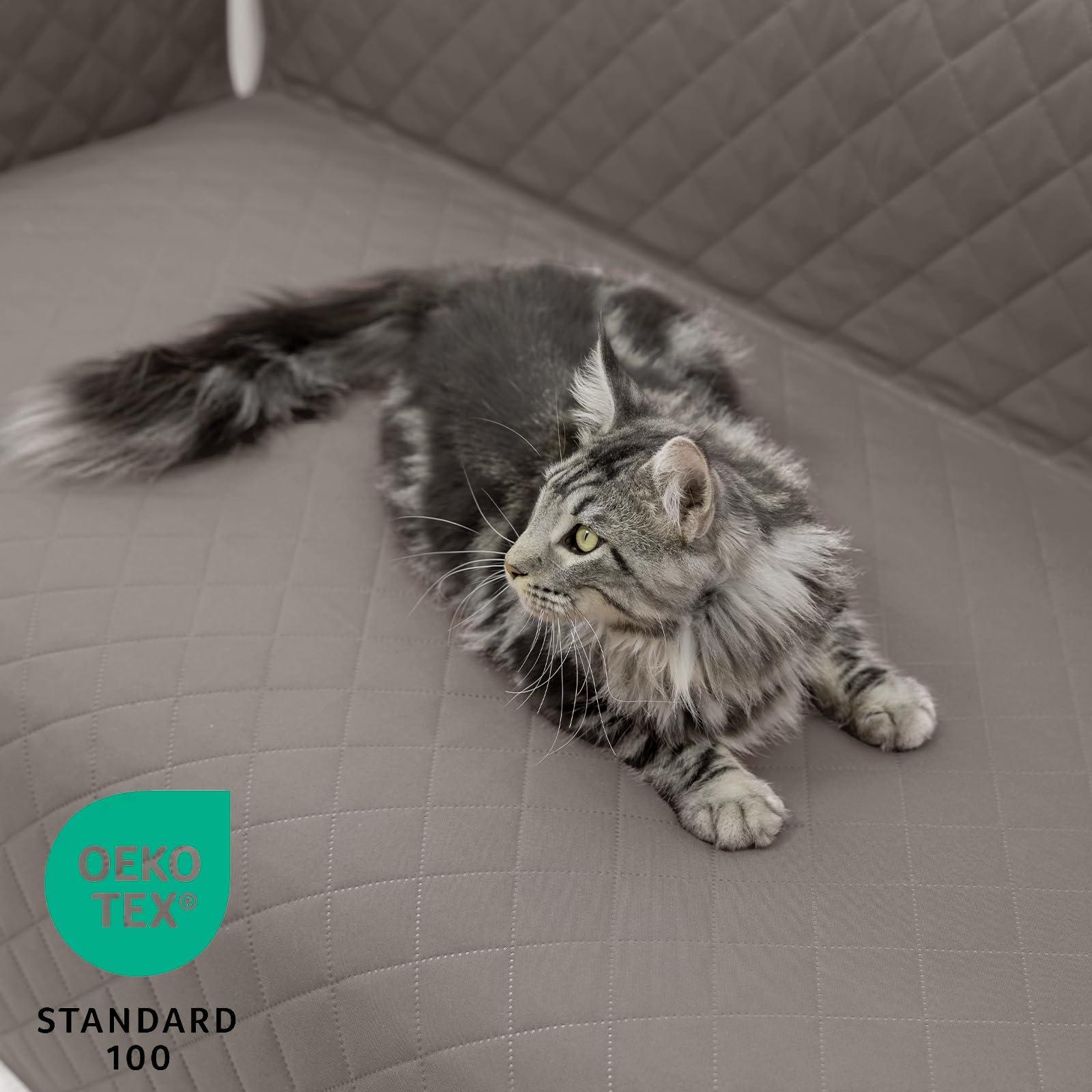 Funda de Sofa 4 Plazas 220 cm Impermeable, Fundas de Sofa Anti Gatos con Brazos, Protector Sofa Universal Reversible, Gris Claro