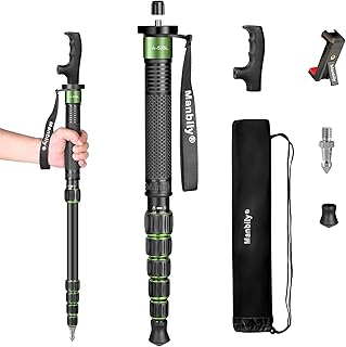 Monopods for Cameras Manbily Camera Monopod 61inches Walking Stick with Handle Portable Compact Travel Monopod Aluminum Alloy Selfie Stick 6 Sections 15.4lbs for DSLR Video Camcorder Stand (GREEN)