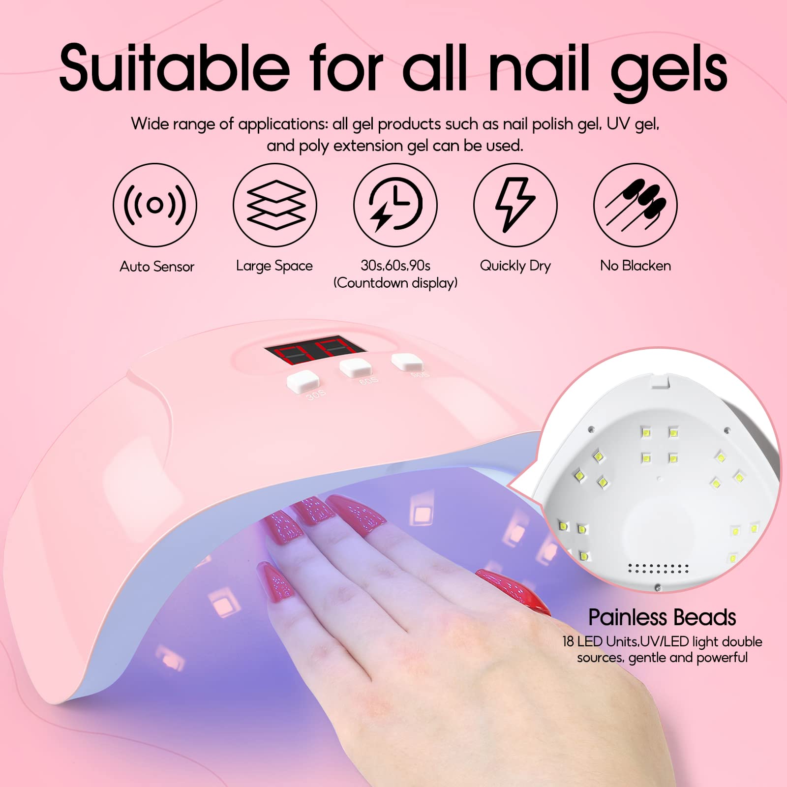 COSCELIA Kit Uñas Acrilicas,Acrilico Para Uñas Profesional Con 120ml Monómero y 3 Colores Acrilico Polvo,36W U-V/LED Lámpara,Adecuado para Principiantes Expertos,8ml Uñas de Gel Top Coat Manicure Set