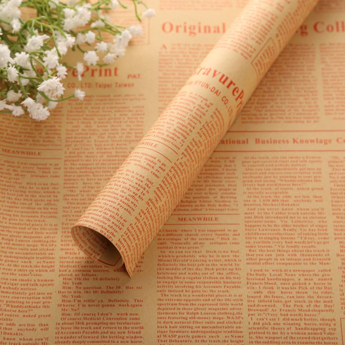 Mobestech 50blätter Kraftpapier Geschenkpapier in Retro-stil Zeitungspapier für Geschenkverpackungen Papierverpackungen für Blumensträuße Diy-projekte und Bastelanleitungen Zufälliger Stil