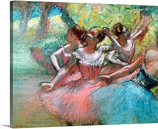CANVAS ON DEMAND Four Ballerinas On the Stage Canvas Wall Art Print by Edgar Degas, Figurative, Impressionism, Home Decor, Dancer, Ballet Artwork,24" x20in