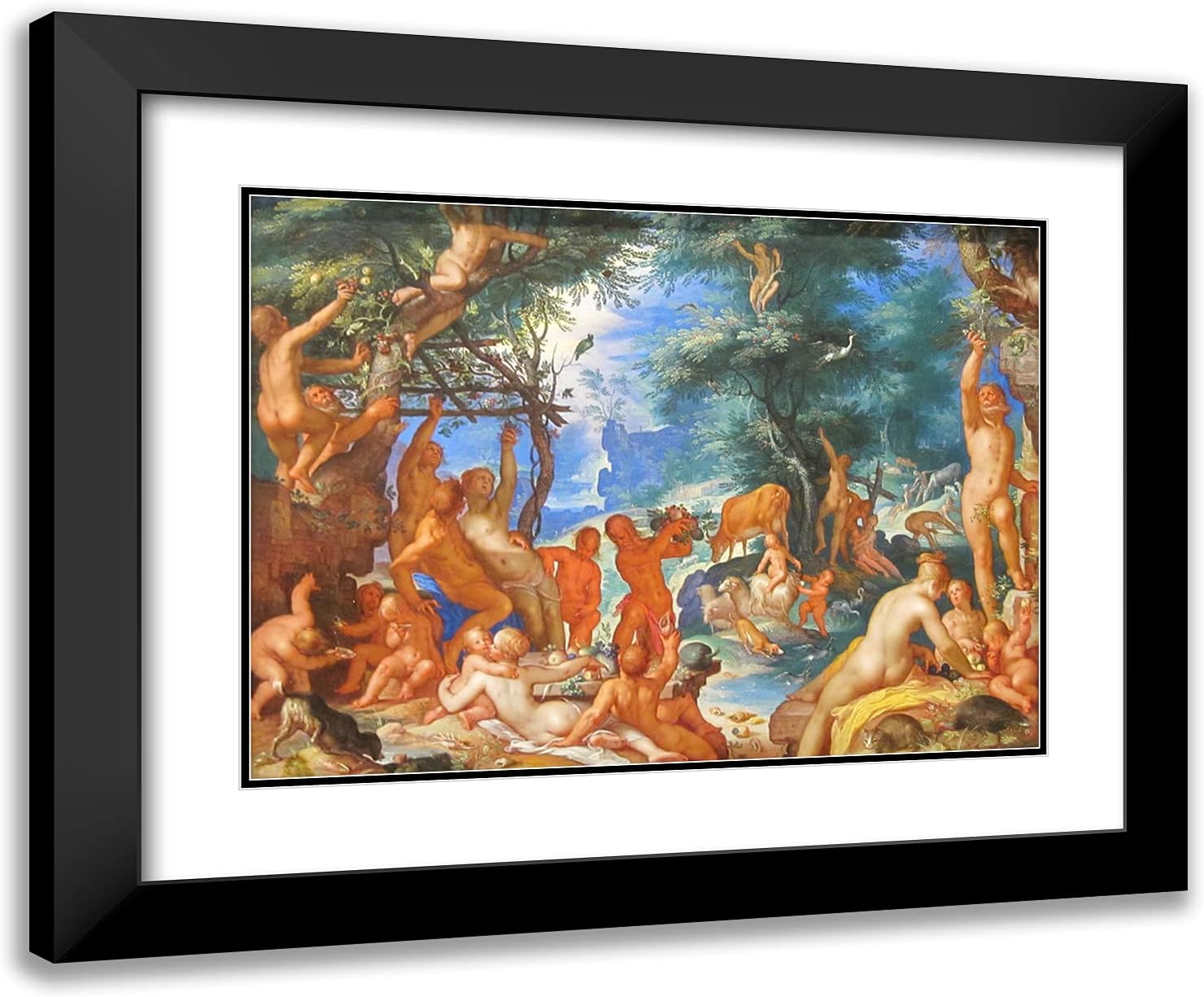 ArtDirect Wtewael, Joachim 24x20 Black Ornate Framed Art Print with Double Matting Titled: The Golden Age
