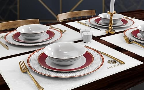 Miniatura 6 de Bone China - Juego de 4 platos llanos de porcelana ligera de 10.75 pulgadas, platos de cocina de cerámica modernos, regalos de platos de cocina