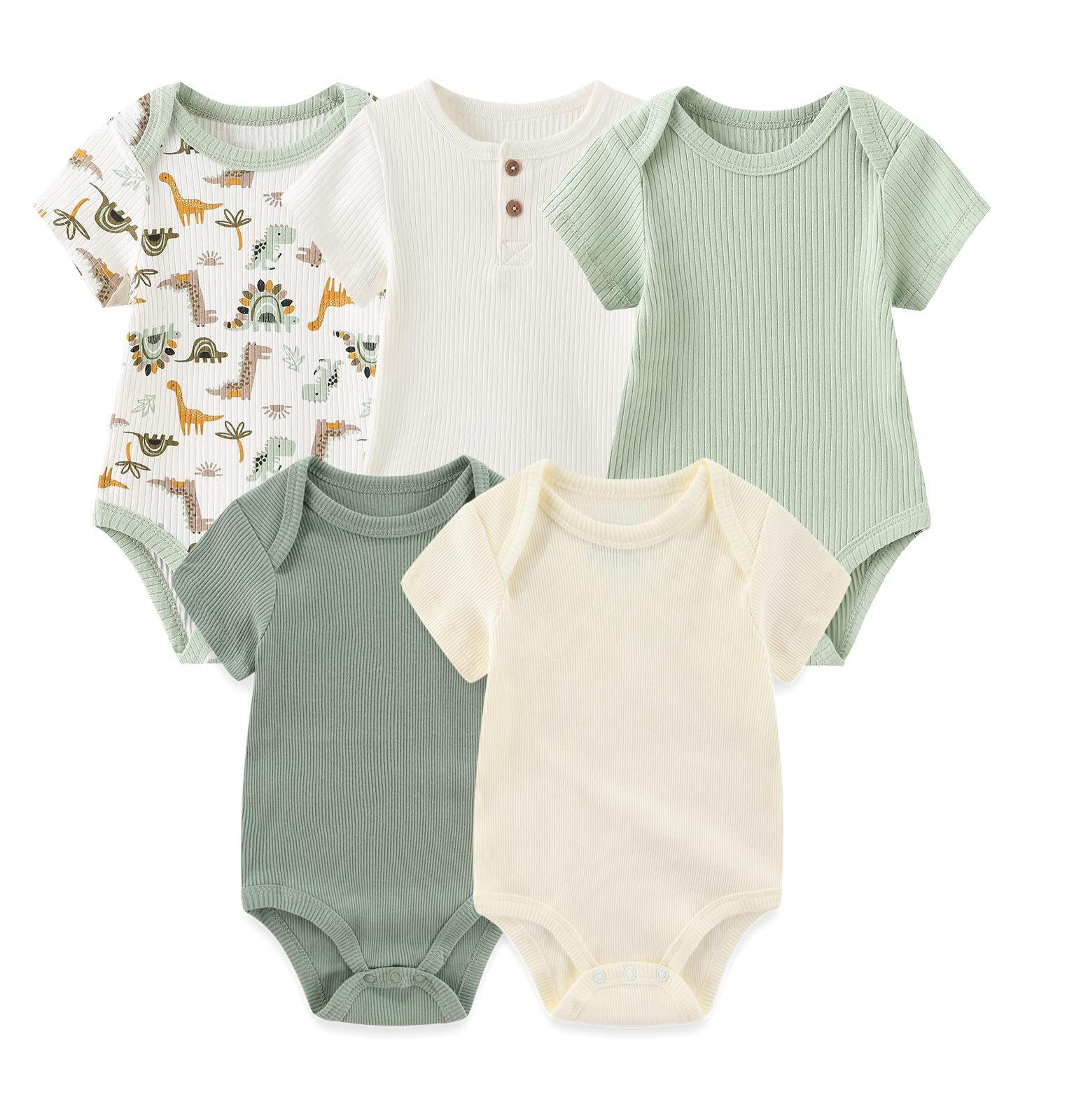 Chamie Baby Bodysuit Cotton Short Sleeve Vests for Newborn 5-Pack One-Piece Suit for Boy and Girl 0-12 Months… — view 30