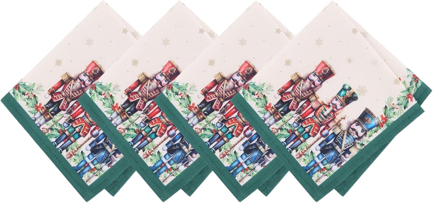Elrene Home Fashions Royal Nutcracker Classic Toy Soldier Christmas/Holiday Bordered Tablecloth, 60"x120" Rectangle Ivory