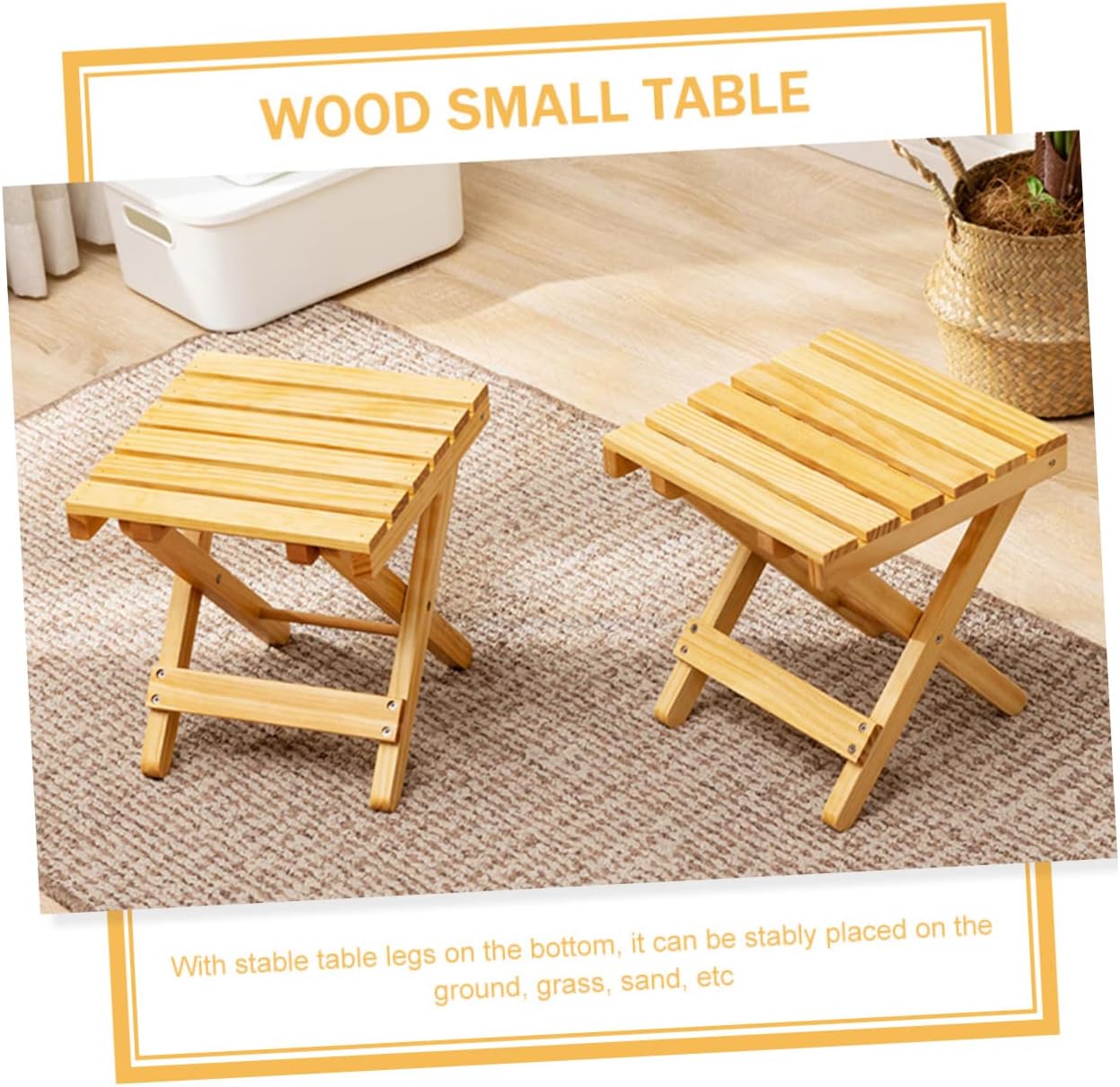 Outdoor Folding Wooden Table Portable Small Picnic Table for Camping Beach and Garden Use Sturdy and Lightweight Design for Wine and Flower Display