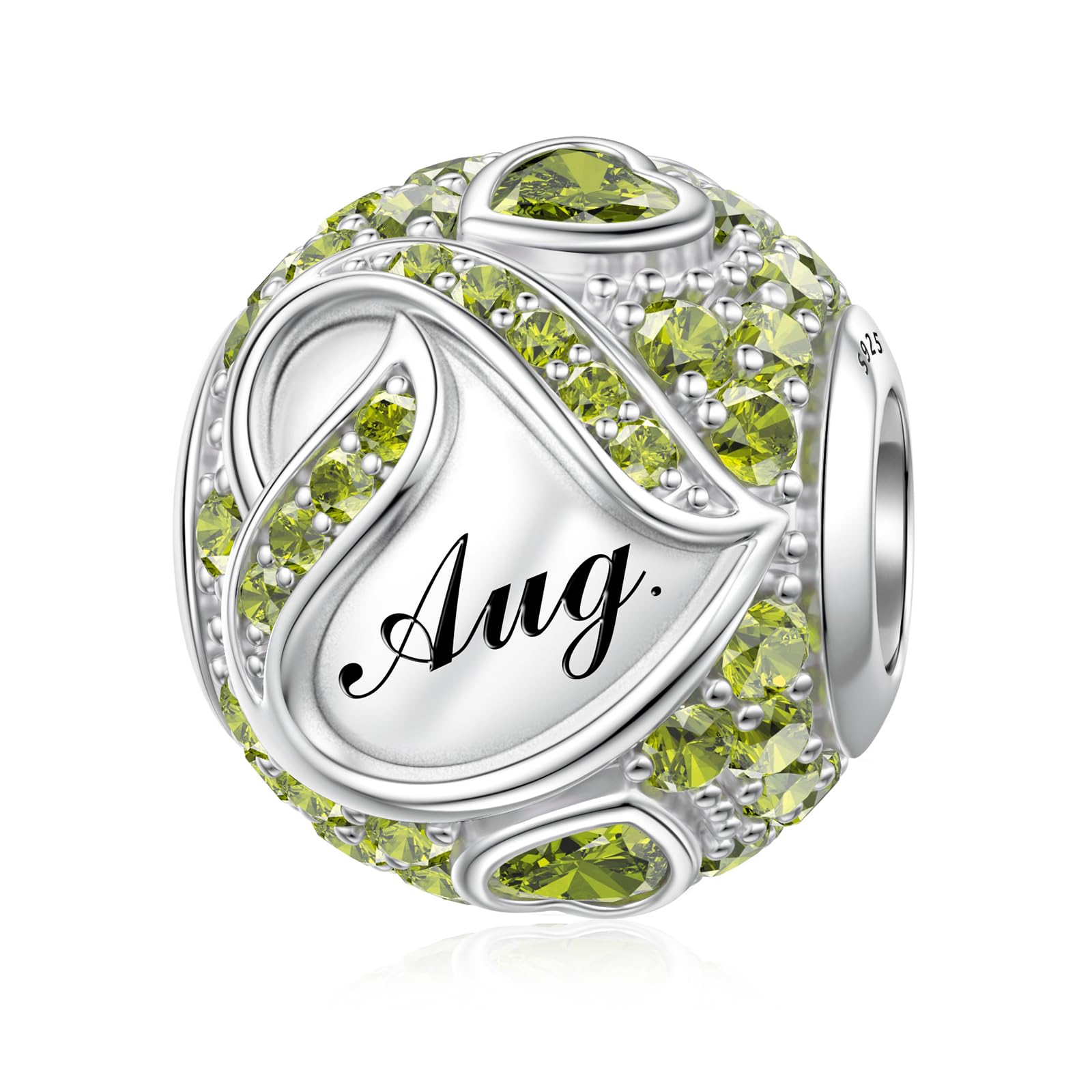 JIAYIQI Birthstone Charms for Bracelet Necklace 925 Sterling Silver Bead Love Heart Charms Happy Birthday Charms for Women