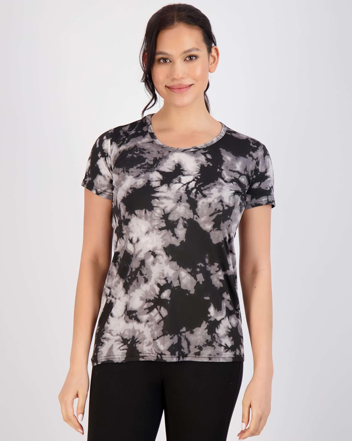 Real Essentials 5 Pack: Women's Short Sleeve T-Shirts Workout Tops Fitness Pilates Gym Activewear Athletic (Plus Available)