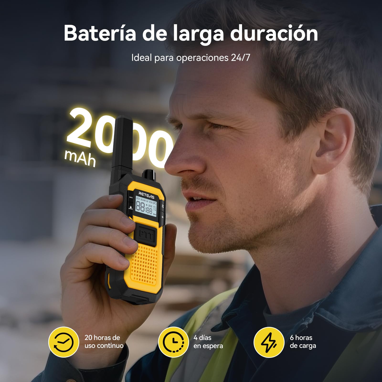 Retevis RB648 Walkie Talkie Largo Alcance Radio Bidireccional Impermeable