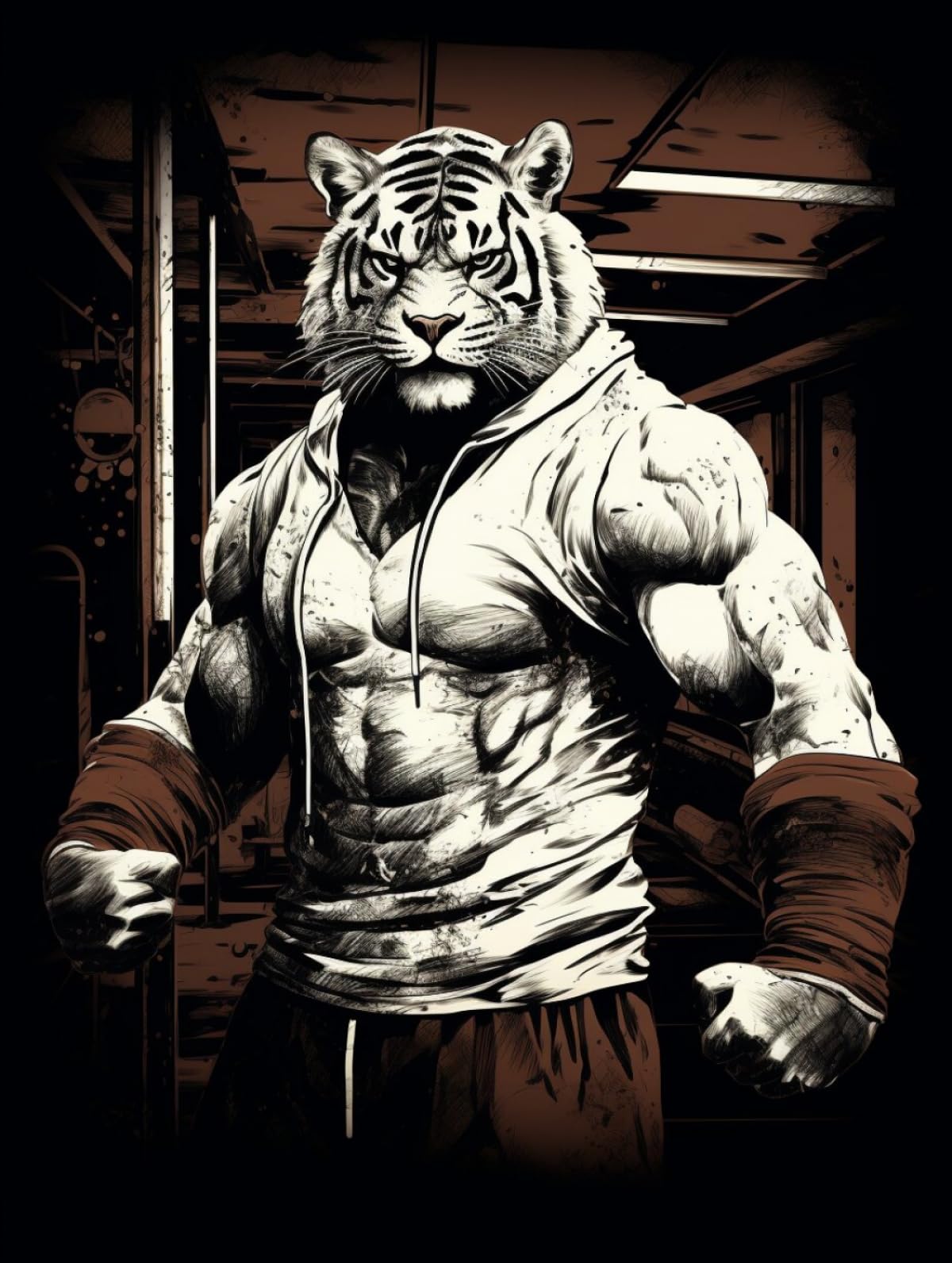 AMBATTERY Rug Making Kit For Adults Boxer Tiger Handmade Self Knotting Set, Tapestry Kits For Adults Cushion Large Latch Hook Rug Pre-Printed Pattern Rug Embroidery Craft For Adults 31x63in