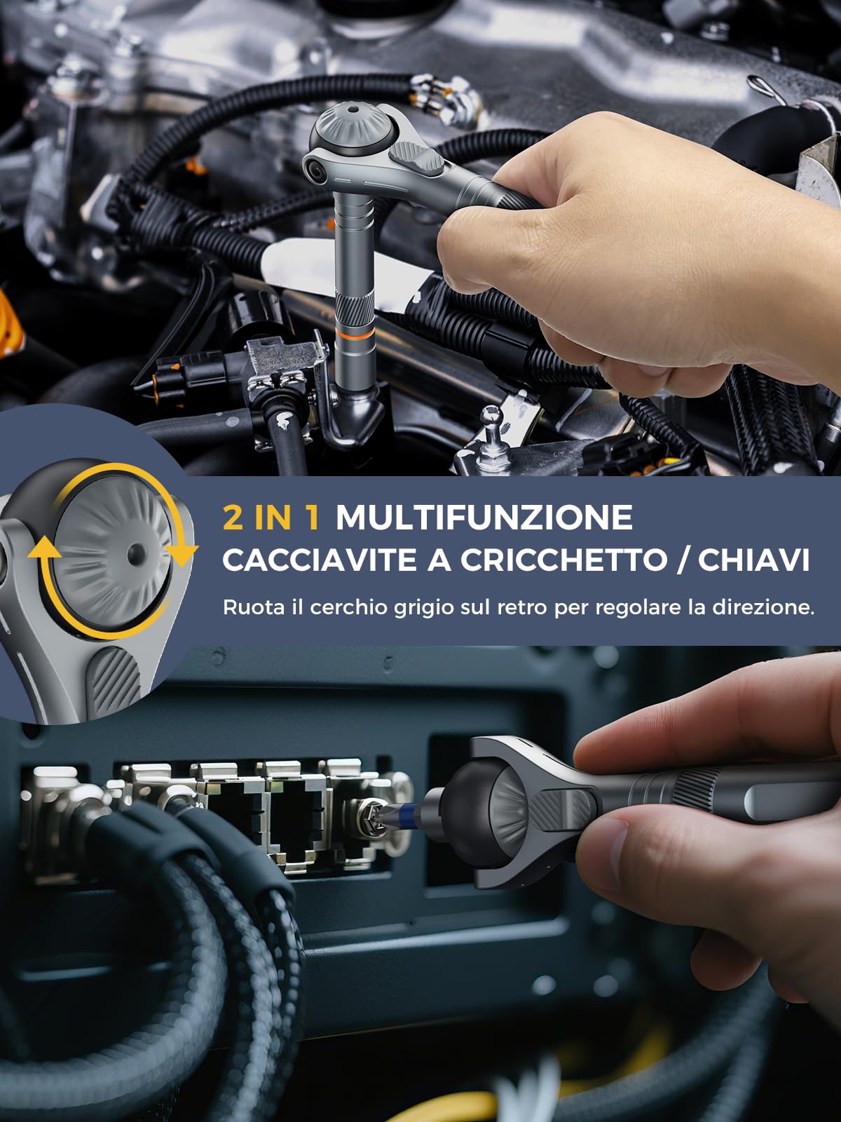 Atuman Set di Cacciaviti 40 in 1 RS2, Set Cacciaviti Magnetici a Cricchetto con S2 Punte Intercambiabili Cricchetto 1/4 Professional Screwdriver Set per Elettronica Riparazione Fai Da Te