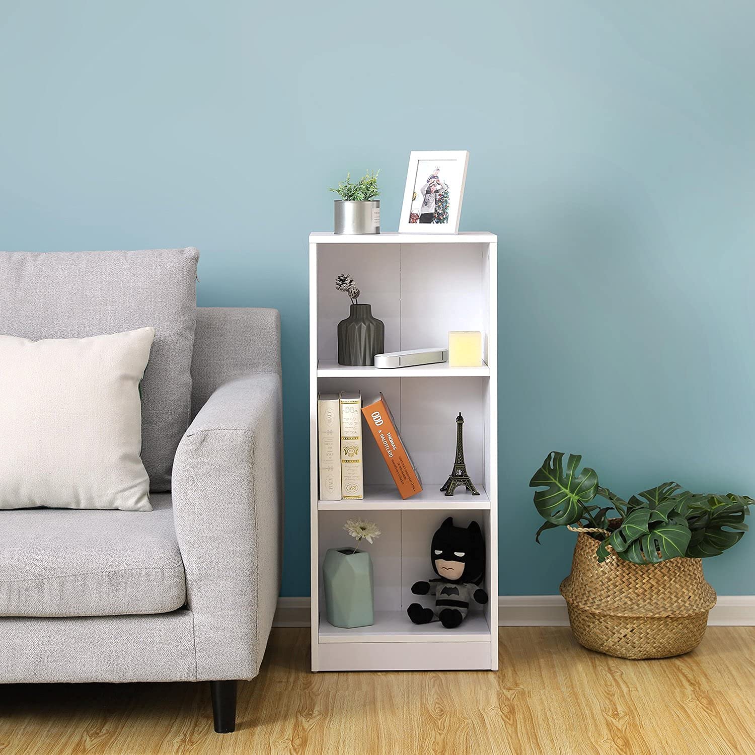 VASAGLE 3Tier Bookcase with Adjustable Shelves, Kid’s Bookshelf and