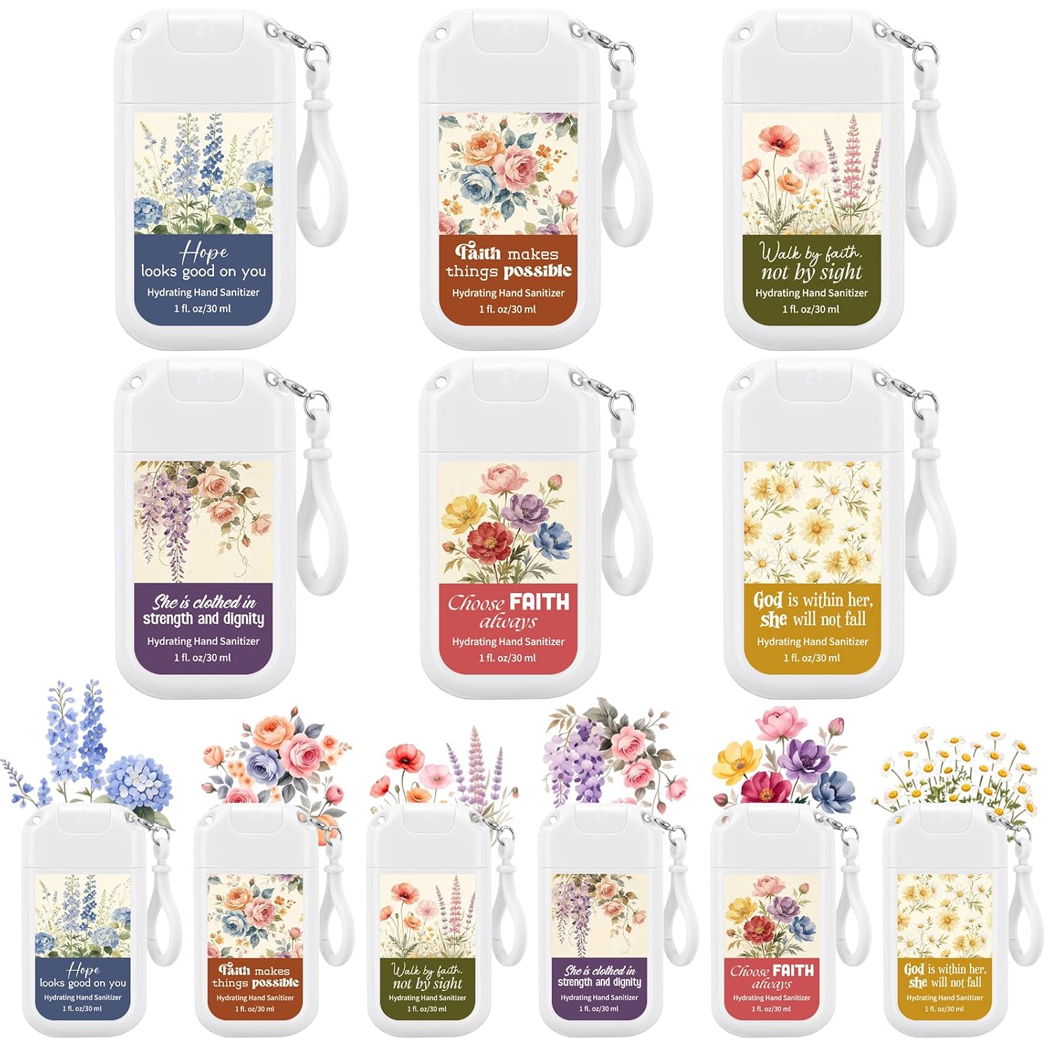 12 Pcs Christian Hand Sanitizer Spray Keychain Travel Size, 1 fl oz