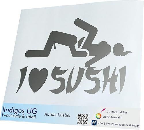 Miniatura 1 de Adhesivo para coche - Adhesivo - 7.480x4.724 in - I Love Sushi - Plata - Tuning - Ventana Trasera - Bicicleta - Motocicleta - Camión