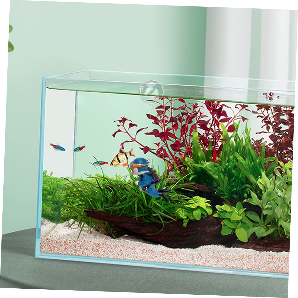 GLEAVI 5 Ensembles Décoration D'aquarium Plongeur Flottant D'aquarium Adorable Décor D'aquarium Petit Bulleur pour Aquarium Jolie Figurine De Plongeur PVC 2 Pièces * 5