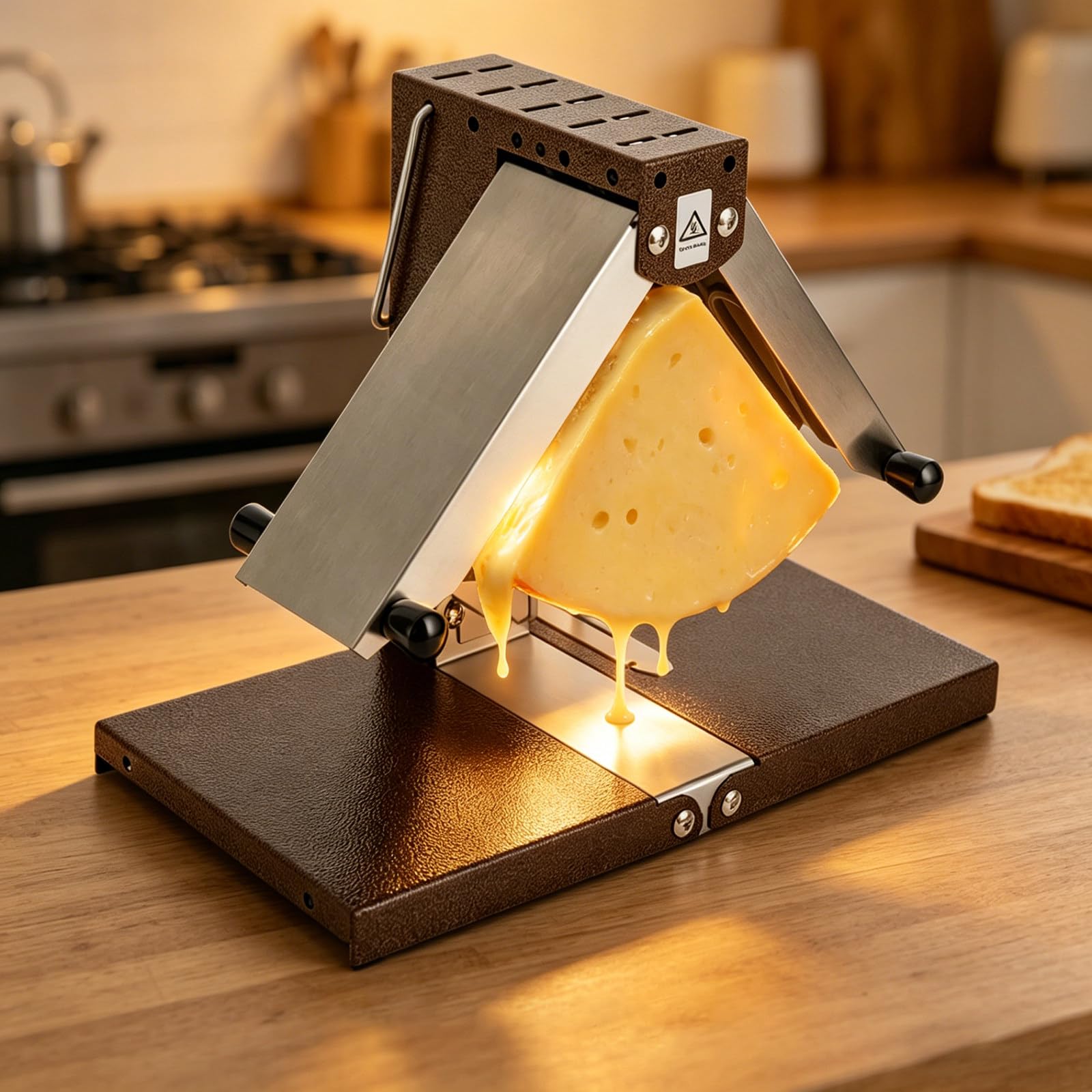 Fonditore per Formaggio Raclette Multifunzione – Macchina Elettrica da 1000W per Formaggio Semicircolare con Angolo di Riscaldamento Regolabile,Temperatura Massima Raggiungibile di 300℃