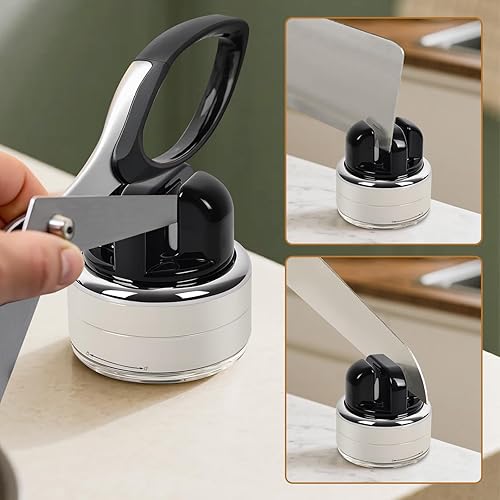 Miniatura 5 de Afilador de cuchillos manos libres con base de succión Cuchillos de bolsillo multiángulo afilador y afilador de cuchillos de cocina con base de
