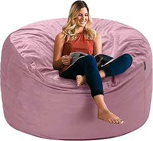 HABUTWAY Bean Bag Chair 3Ft Luxurious Velvet Ultra Soft Fur with High Rebound Memory Foam Bean Bag Chairs for Adults Plush Lazy Sofa with Fluffy Sponge 3' (Soft Pink)