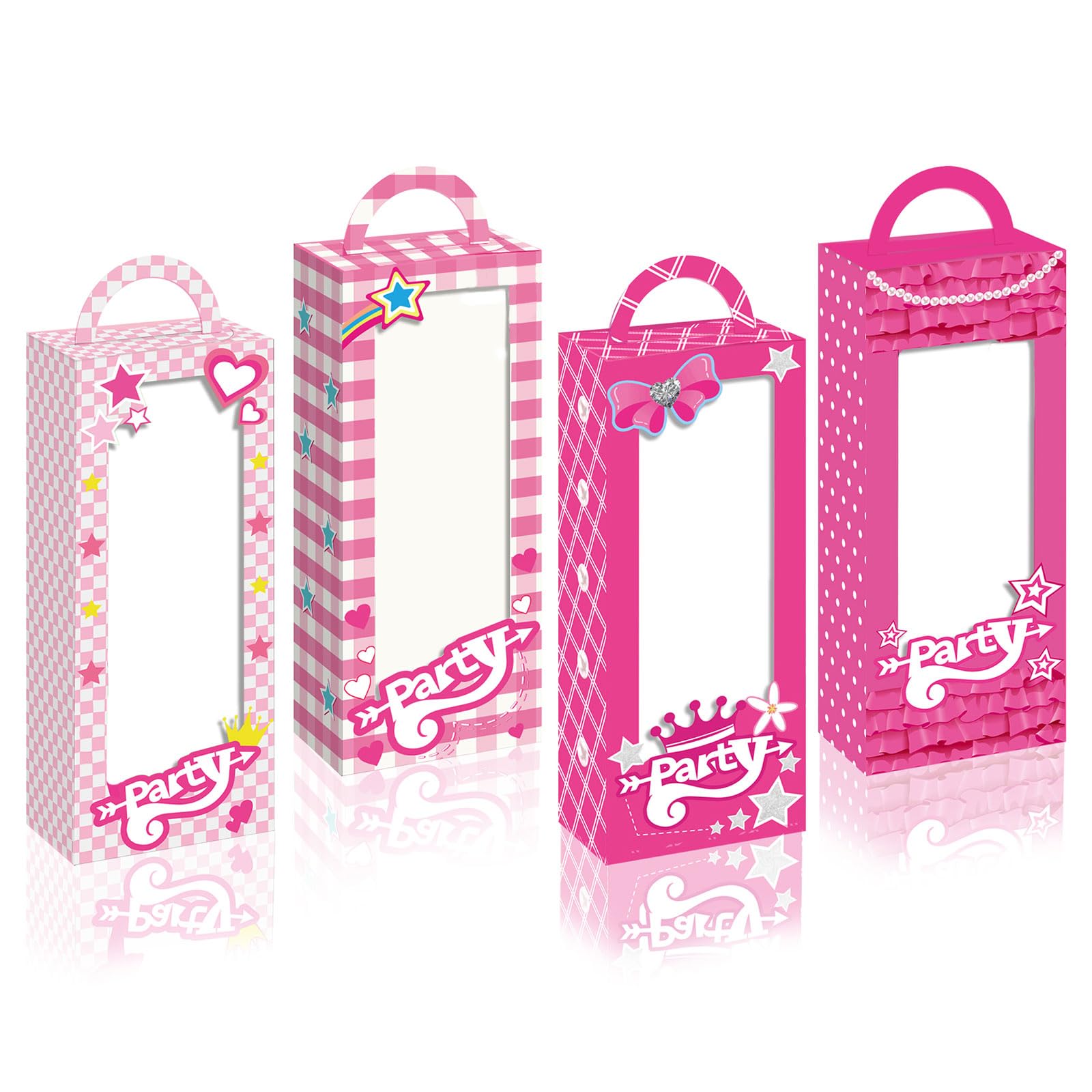 24Pcs Pink Party Boxes Bar-bie Party Decorations Doll Props Hot Pink Doll Gift Boxes Bar-bie Party Favors for Bachelorette Party Kids Girls Birthday Party (19.1 * 7.4 * 4.8cm)