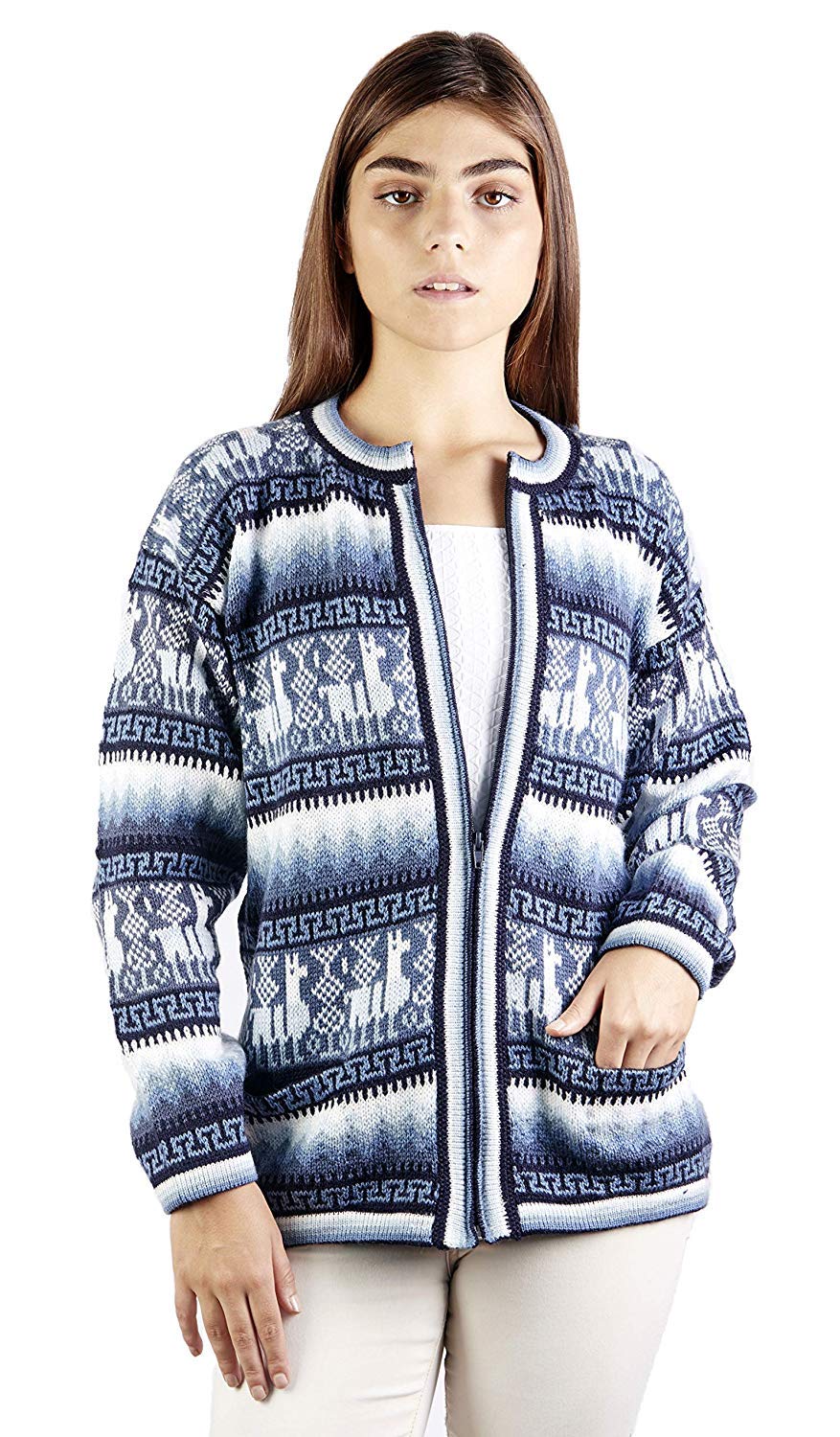 Alpaca Wool Sweater Cardigan Warm Soft Alpaca Wool Fair Isle Sweater