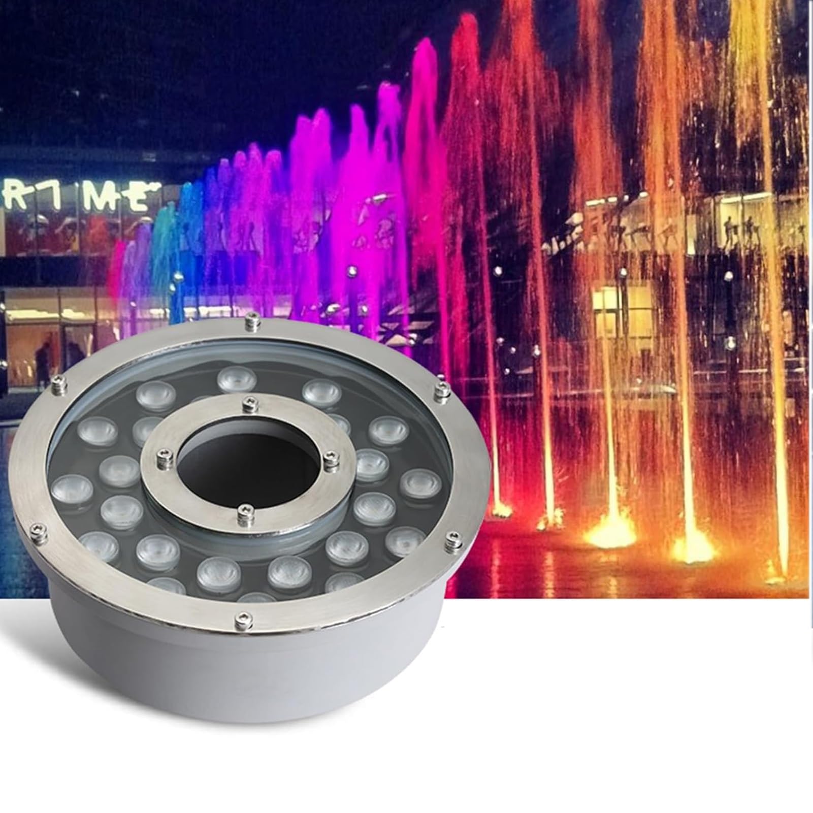 Faretto Subacquei - Faretti Piscina, Luci Da Paesaggio A LED In Acciaio Inossidabile Impermeabili IP68, Luci Da Laghetto A LED Con Foro Centrale Da 12 V(Cold White,12W (12V))