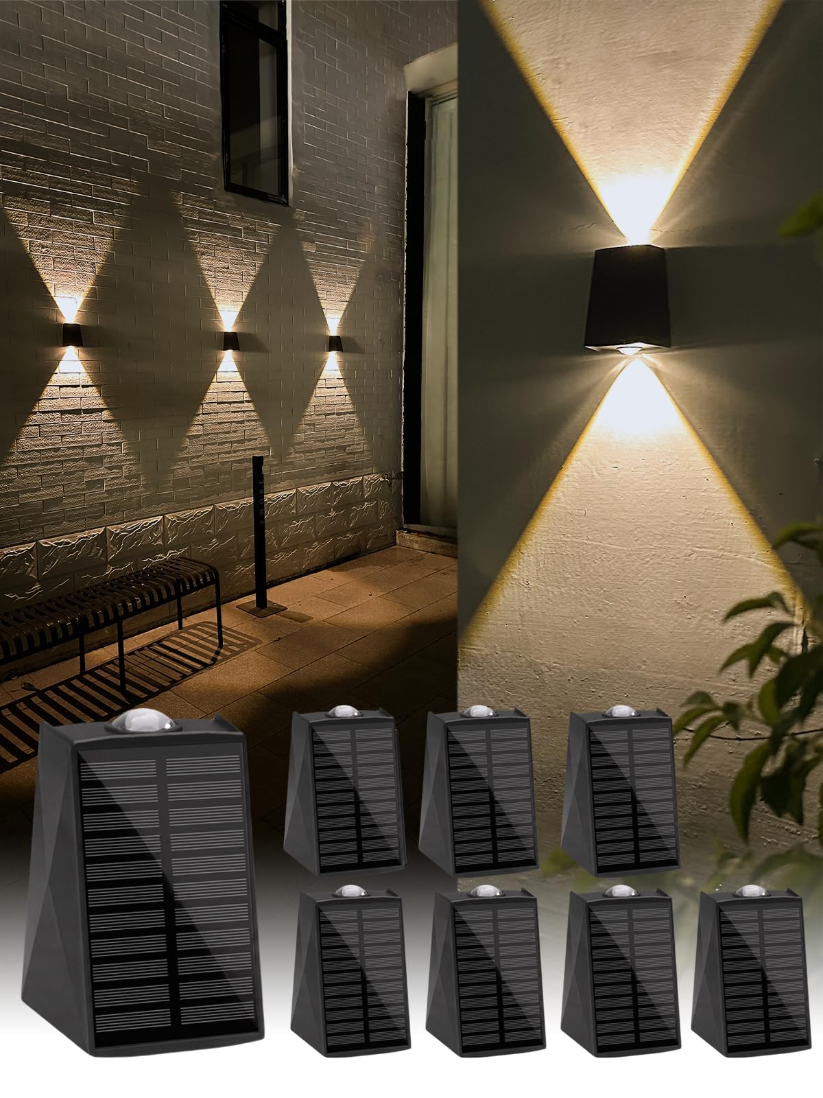 Solar Wall Lights Outdoor Waterproof Sconce for Outside, Garage, Fence