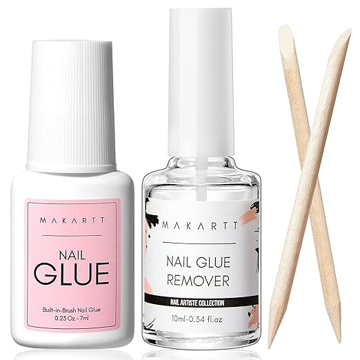 Makartt Nail Glue with Glue Remover Kit, Strong Nail Glue Acrylic Nails