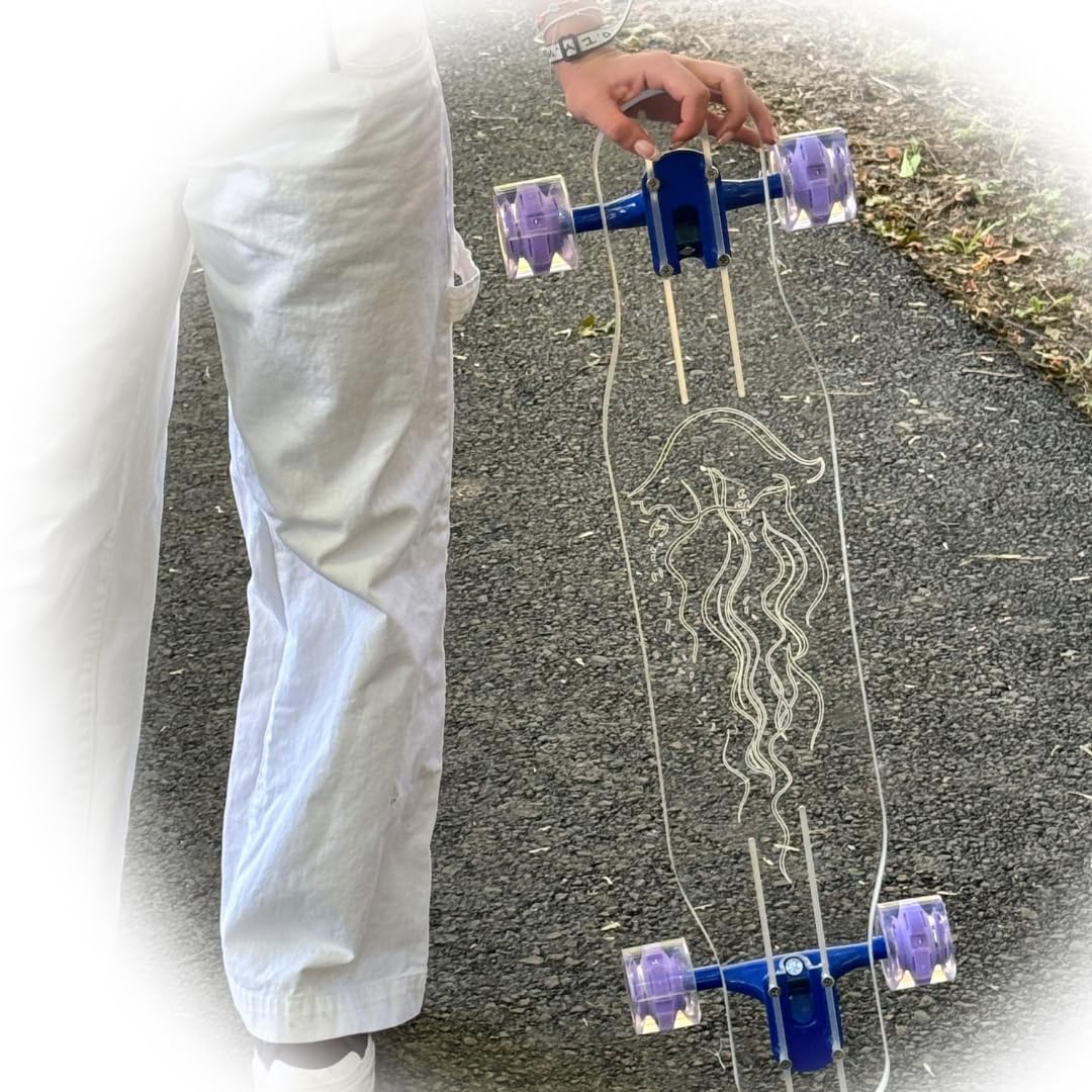 Ghost Boards 33" Skinny Cruiser - LED Glow Wheels & Non-Slip Surface | Perfect Skateboard for Kids Ages 5-12 & Adults | Durable Acrylic Build for